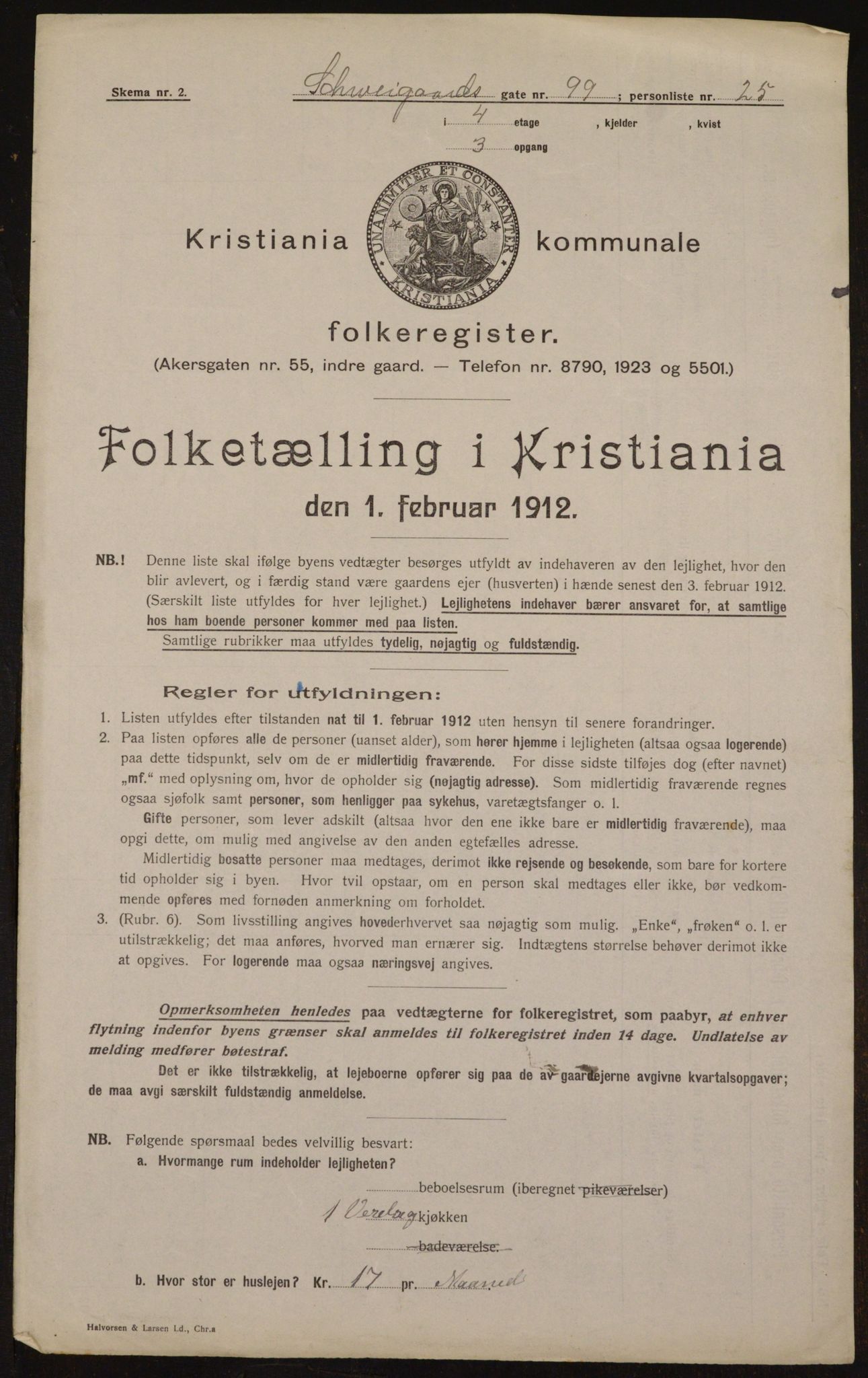 OBA, Municipal Census 1912 for Kristiania, 1912, p. 92876