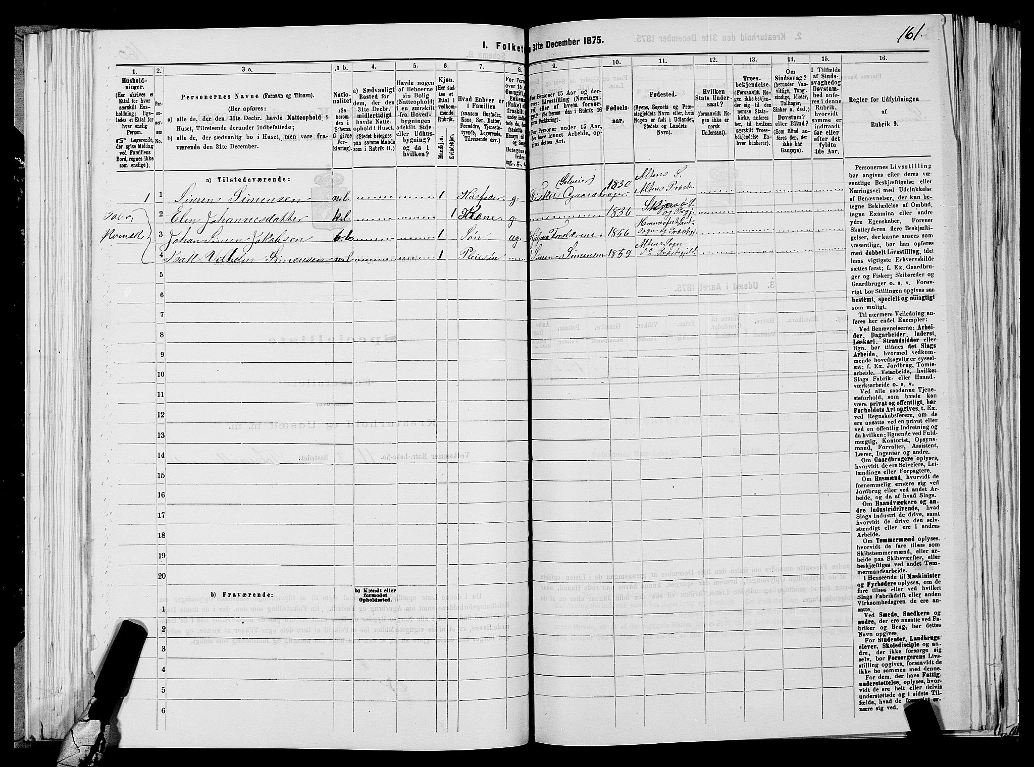 SATØ, 1875 census for 2012P Alta, 1875, p. 2161