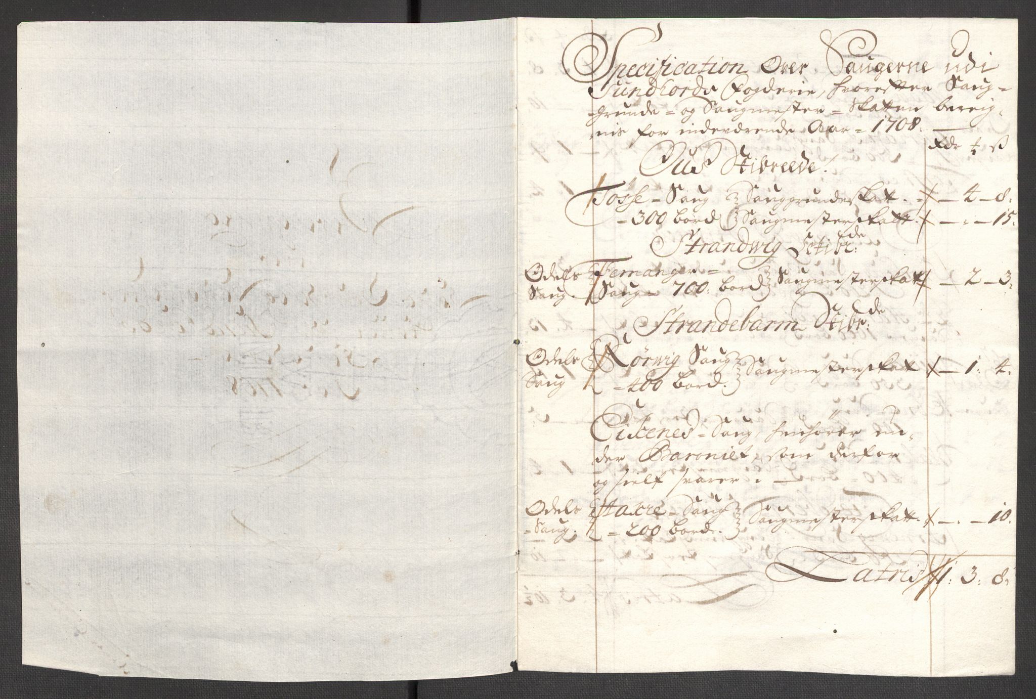 Rentekammeret inntil 1814, Reviderte regnskaper, Fogderegnskap, AV/RA-EA-4092/R48/L2985: Fogderegnskap Sunnhordland og Hardanger, 1708, p. 163