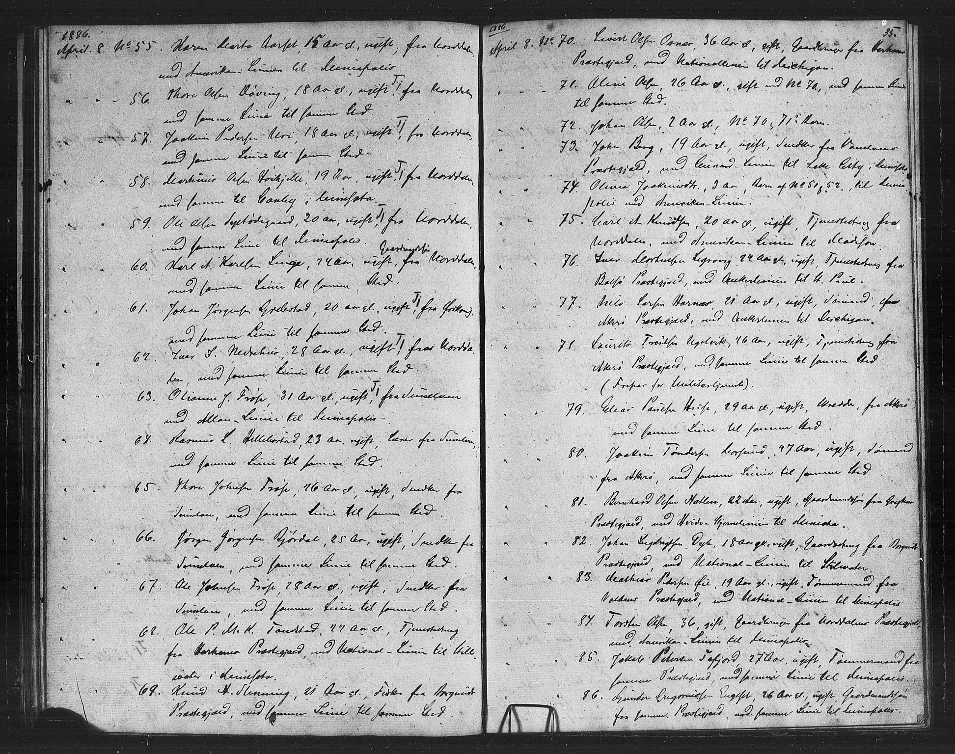 Sunnmøre politikammer, AV/SAT-A-1864/1/35/L0001: Emigrantprotokoll og passjournal, 1878-1887, p. 35