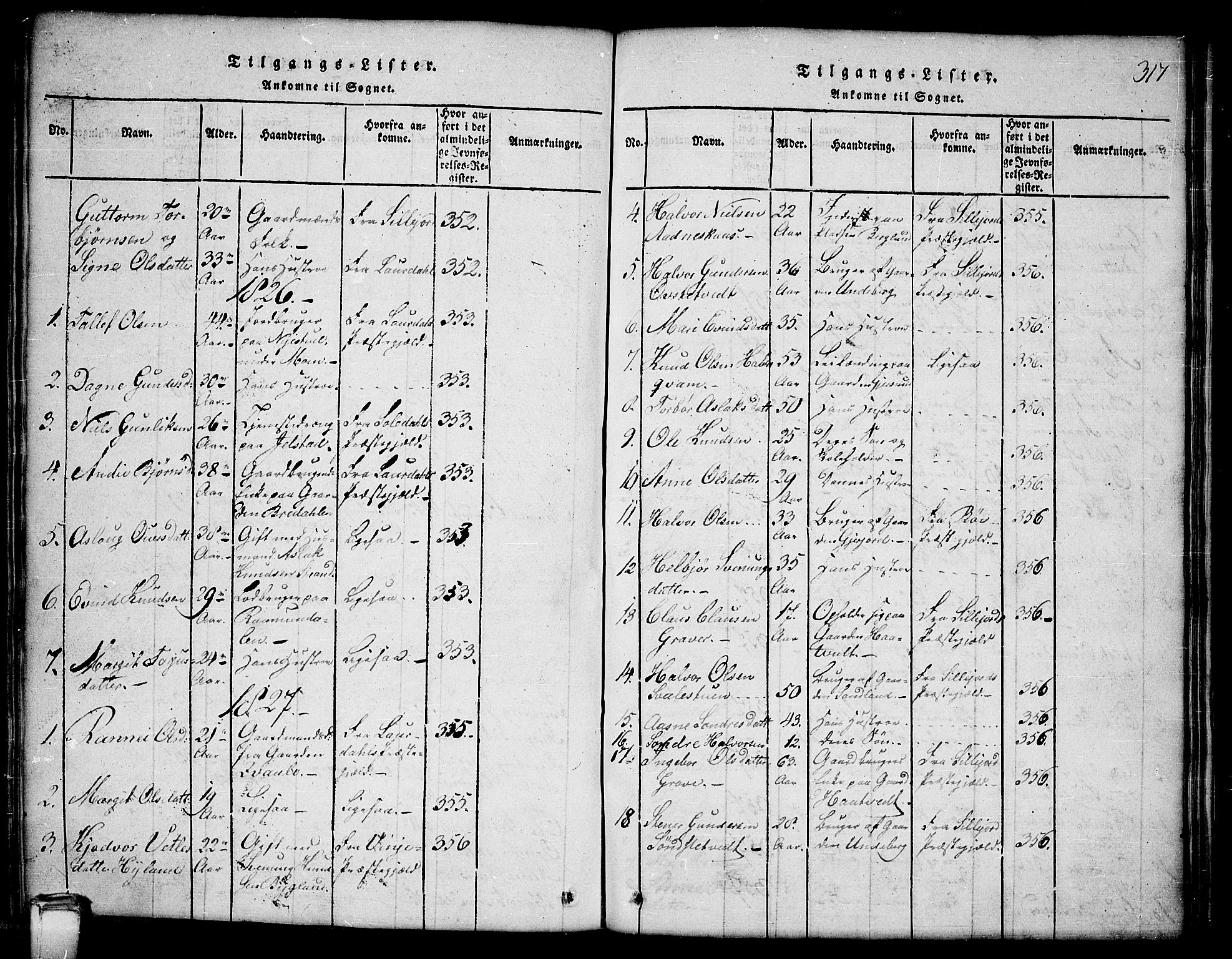 Kviteseid kirkebøker, SAKO/A-276/G/Gb/L0001: Parish register (copy) no. II 1, 1815-1842, p. 317