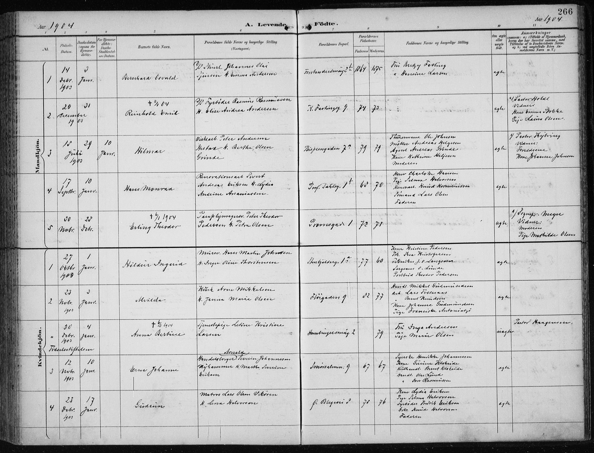 Korskirken sokneprestembete, AV/SAB-A-76101/H/Hab: Parish register (copy) no. B 10, 1896-1905, p. 266