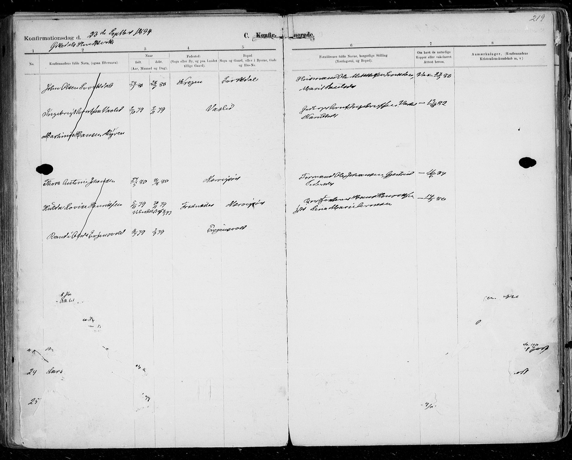 Ministerialprotokoller, klokkerbøker og fødselsregistre - Sør-Trøndelag, SAT/A-1456/668/L0811: Parish register (official) no. 668A11, 1894-1913, p. 219