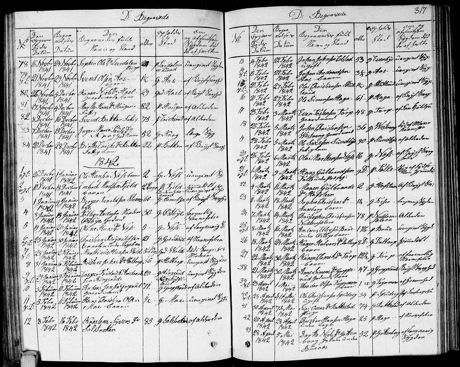 Høland prestekontor Kirkebøker, AV/SAO-A-10346a/G/Ga/L0002: Parish register (copy) no. I 2, 1827-1845, p. 317