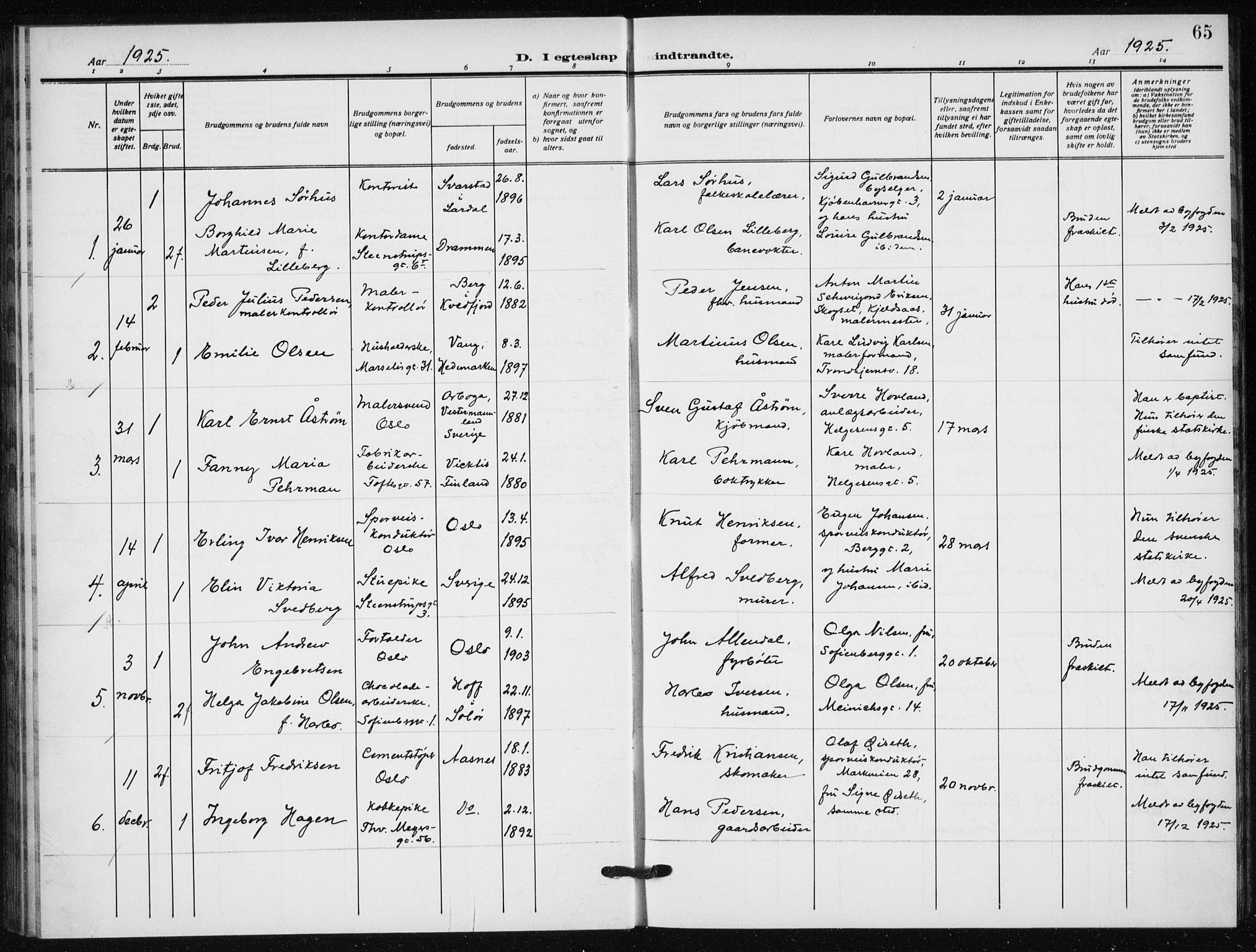 Hauge prestekontor Kirkebøker, AV/SAO-A-10849/F/Fa/L0004: Parish register (official) no. 4, 1917-1938, p. 65