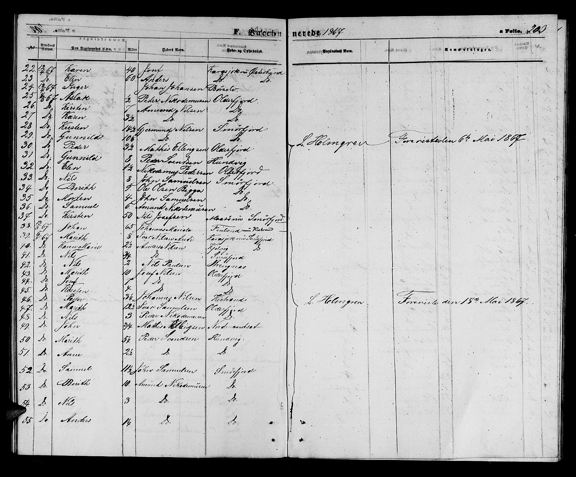 Kistrand/Porsanger sokneprestembete, SATØ/S-1351/H/Hb/L0002.klokk: Parish register (copy) no. 2, 1862-1873, p. 203