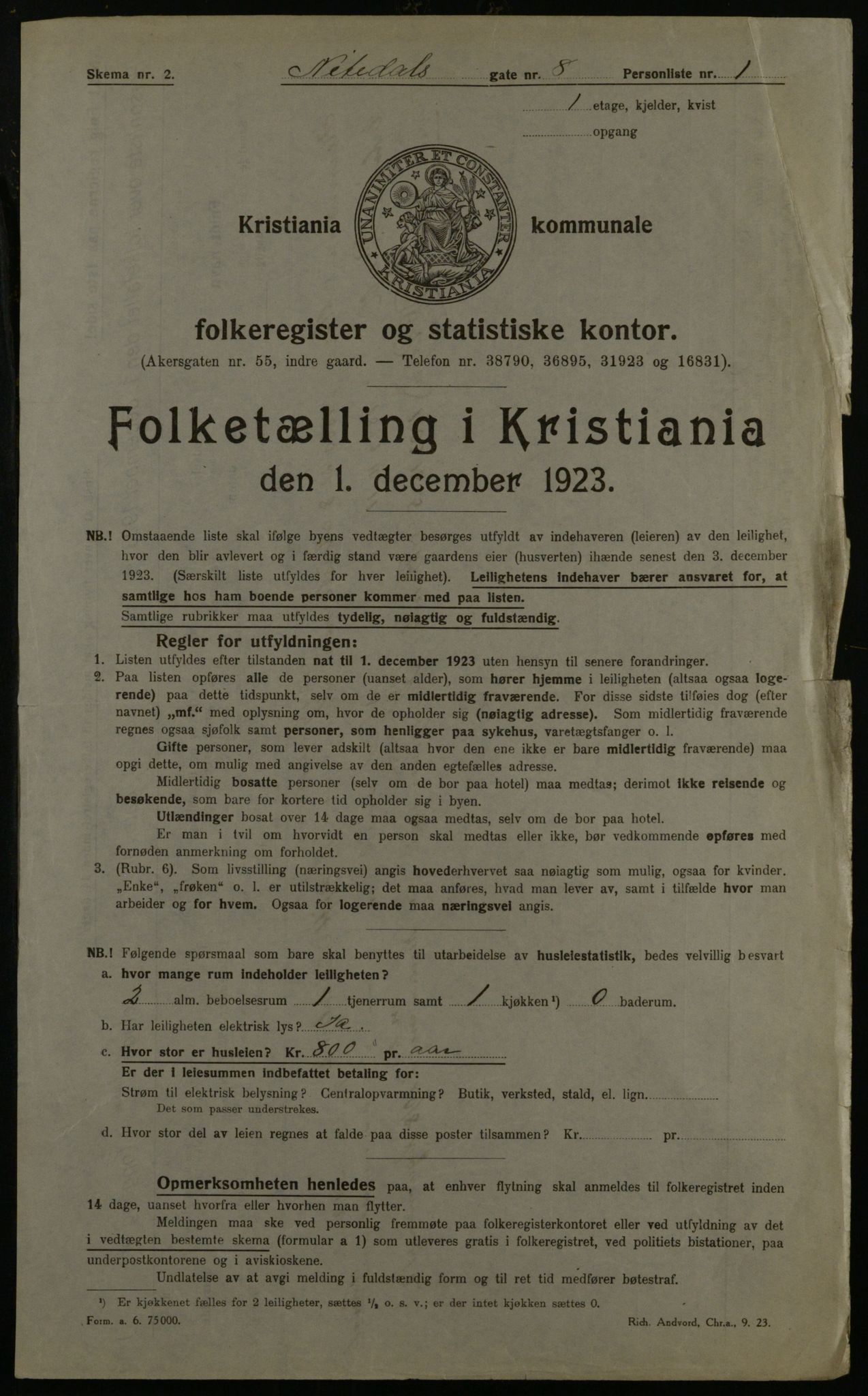 OBA, Municipal Census 1923 for Kristiania, 1923, p. 78415