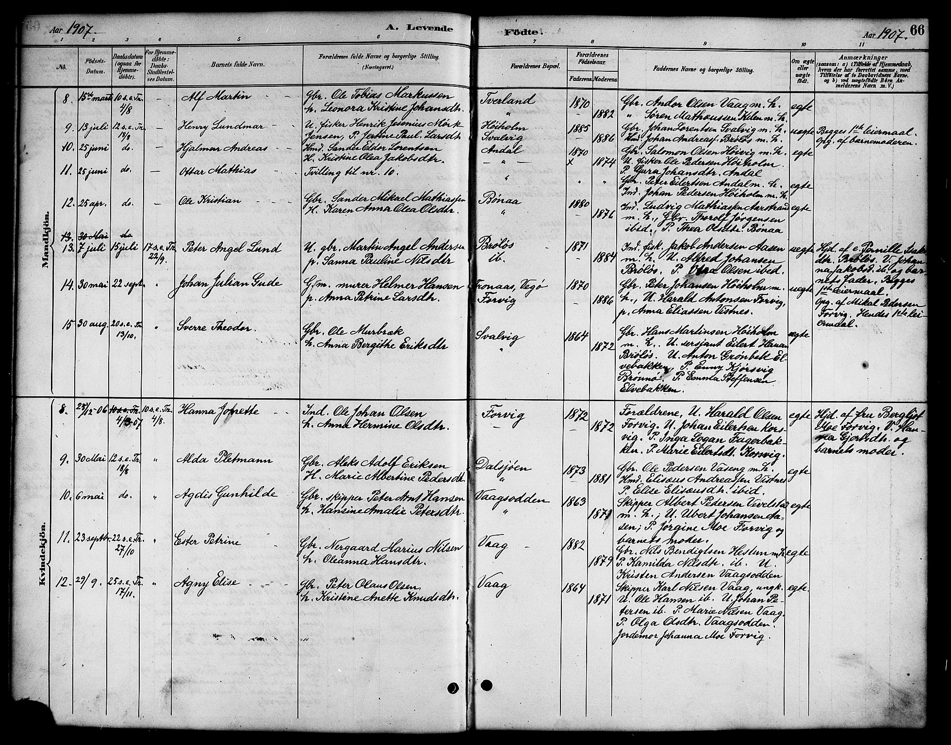 Ministerialprotokoller, klokkerbøker og fødselsregistre - Nordland, SAT/A-1459/819/L0277: Parish register (copy) no. 819C03, 1888-1917, p. 66