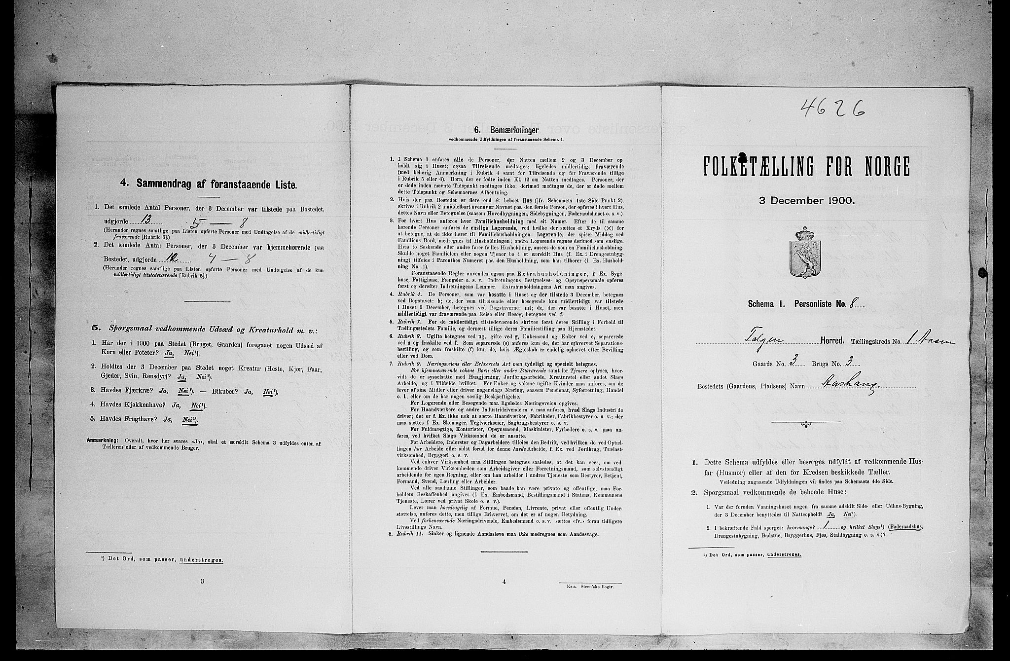 SAH, 1900 census for Tolga, 1900, p. 135