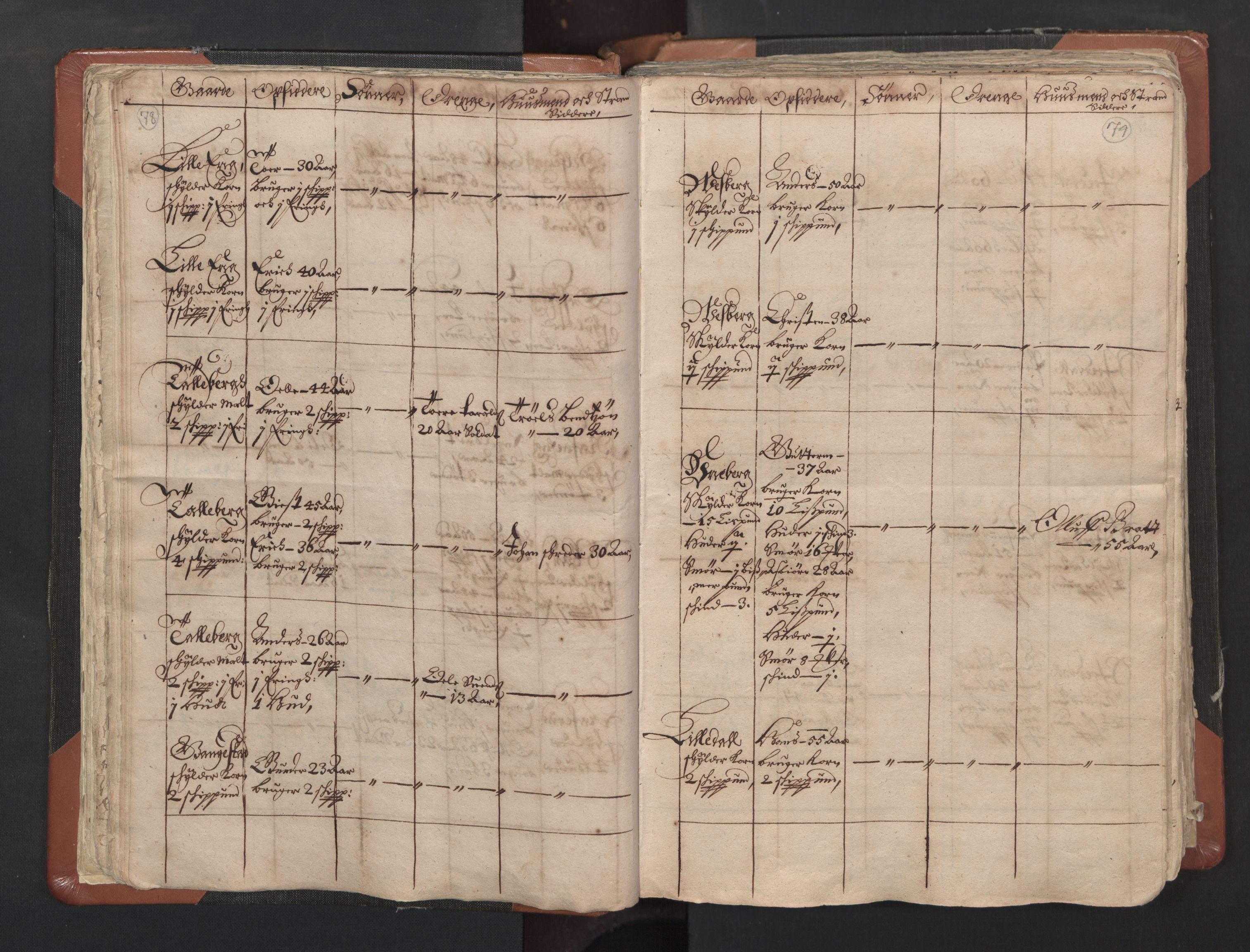 RA, Vicar's Census 1664-1666, no. 1: Nedre Borgesyssel deanery, 1664-1666, p. 78-79