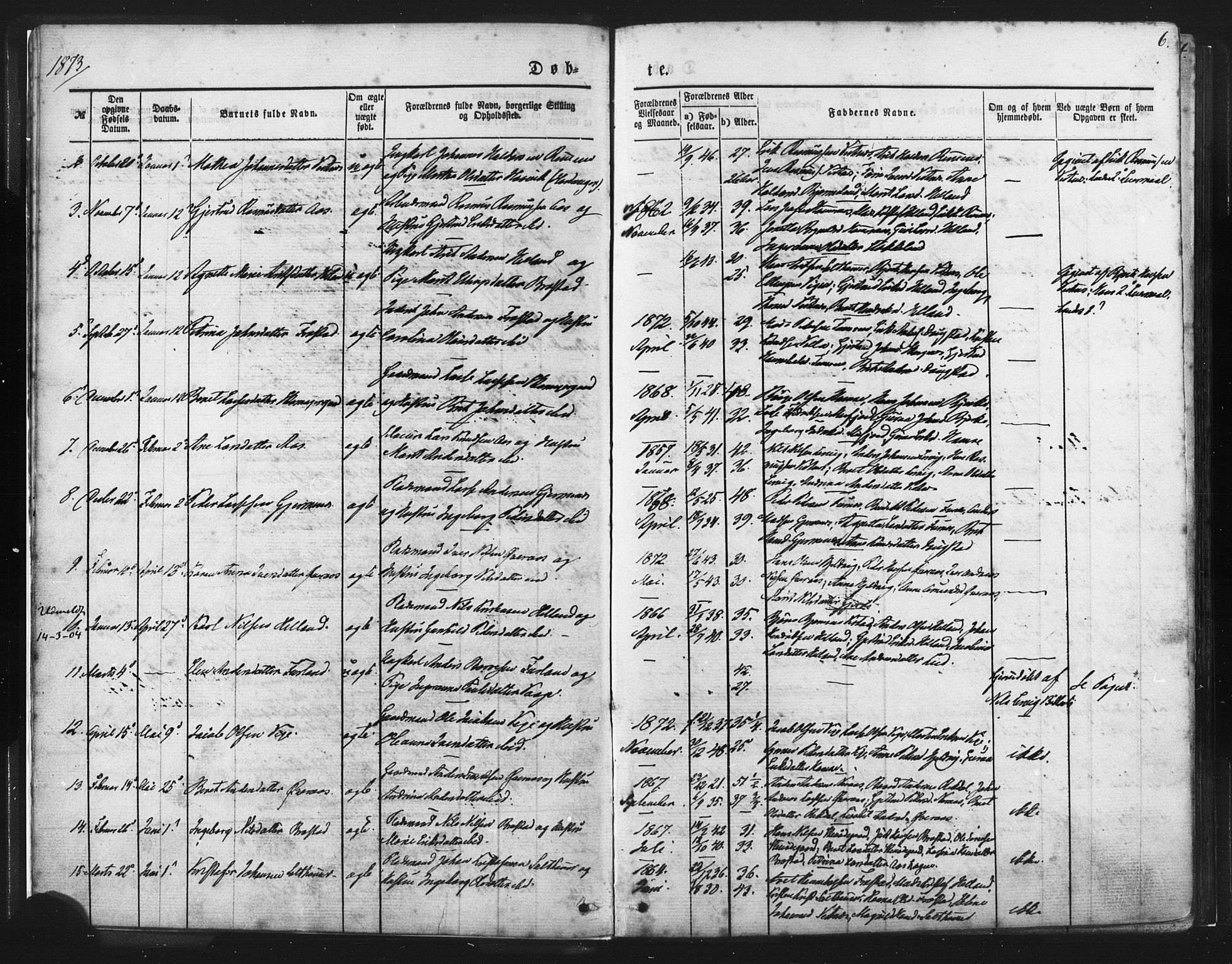 Ministerialprotokoller, klokkerbøker og fødselsregistre - Møre og Romsdal, AV/SAT-A-1454/539/L0530: Parish register (official) no. 539A03, 1872-1886, p. 6