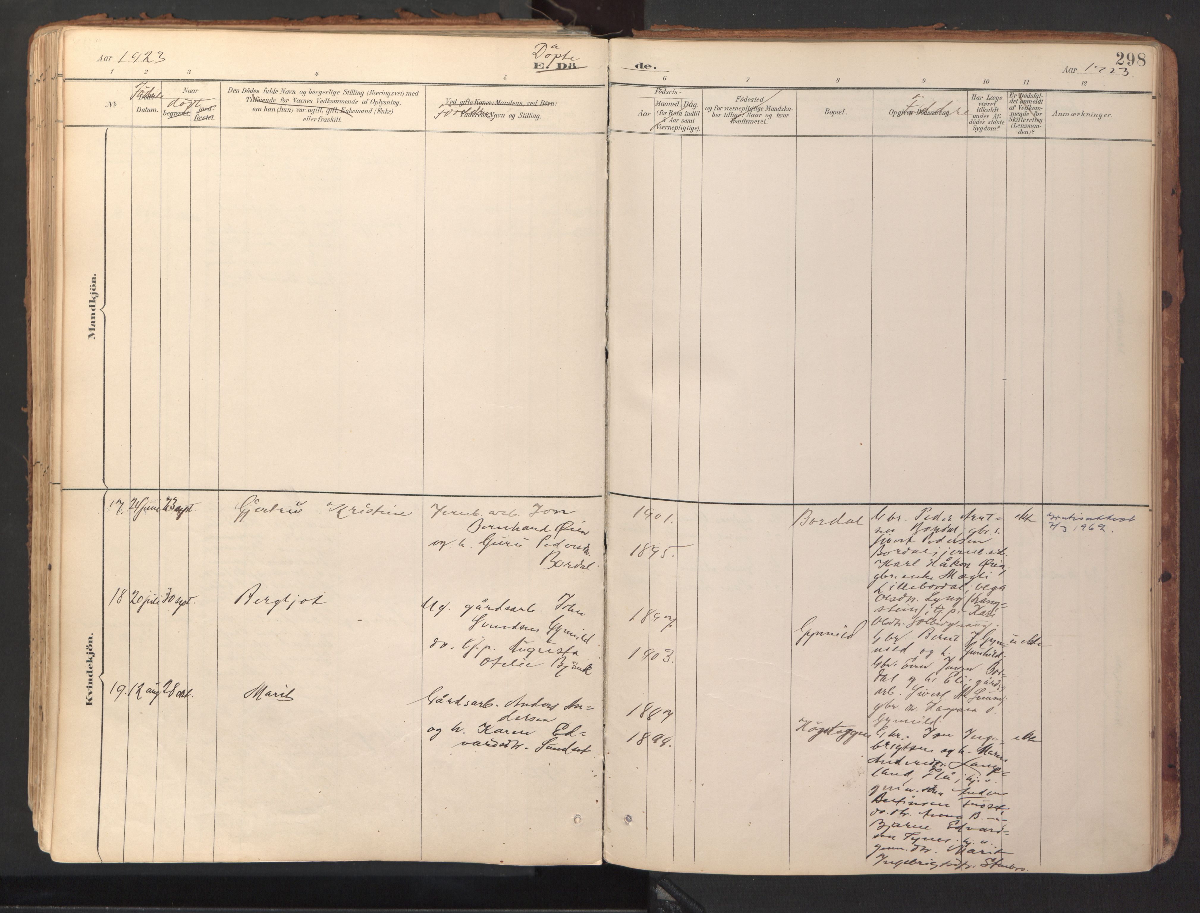 Ministerialprotokoller, klokkerbøker og fødselsregistre - Sør-Trøndelag, AV/SAT-A-1456/689/L1041: Parish register (official) no. 689A06, 1891-1923, p. 298