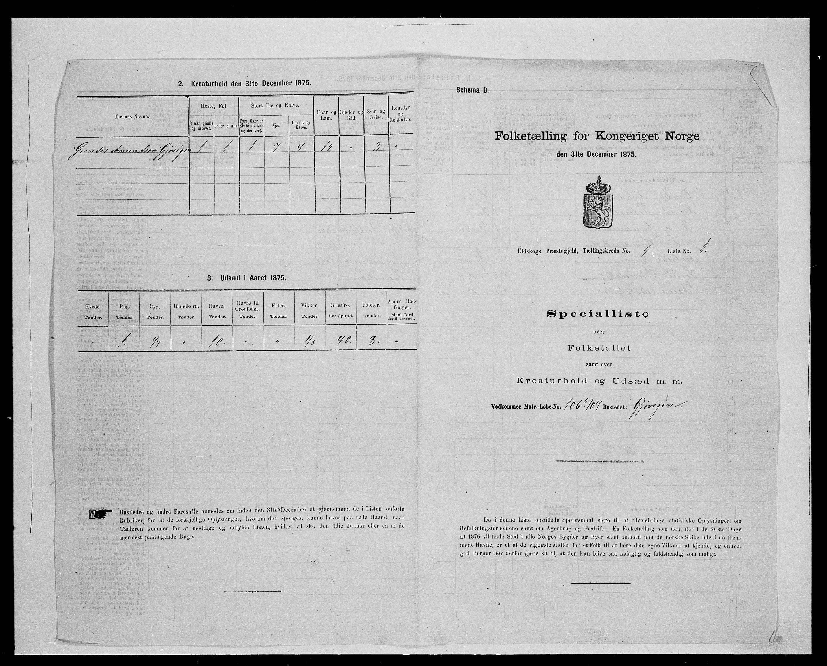 SAH, 1875 census for 0420P Eidskog, 1875, p. 1518