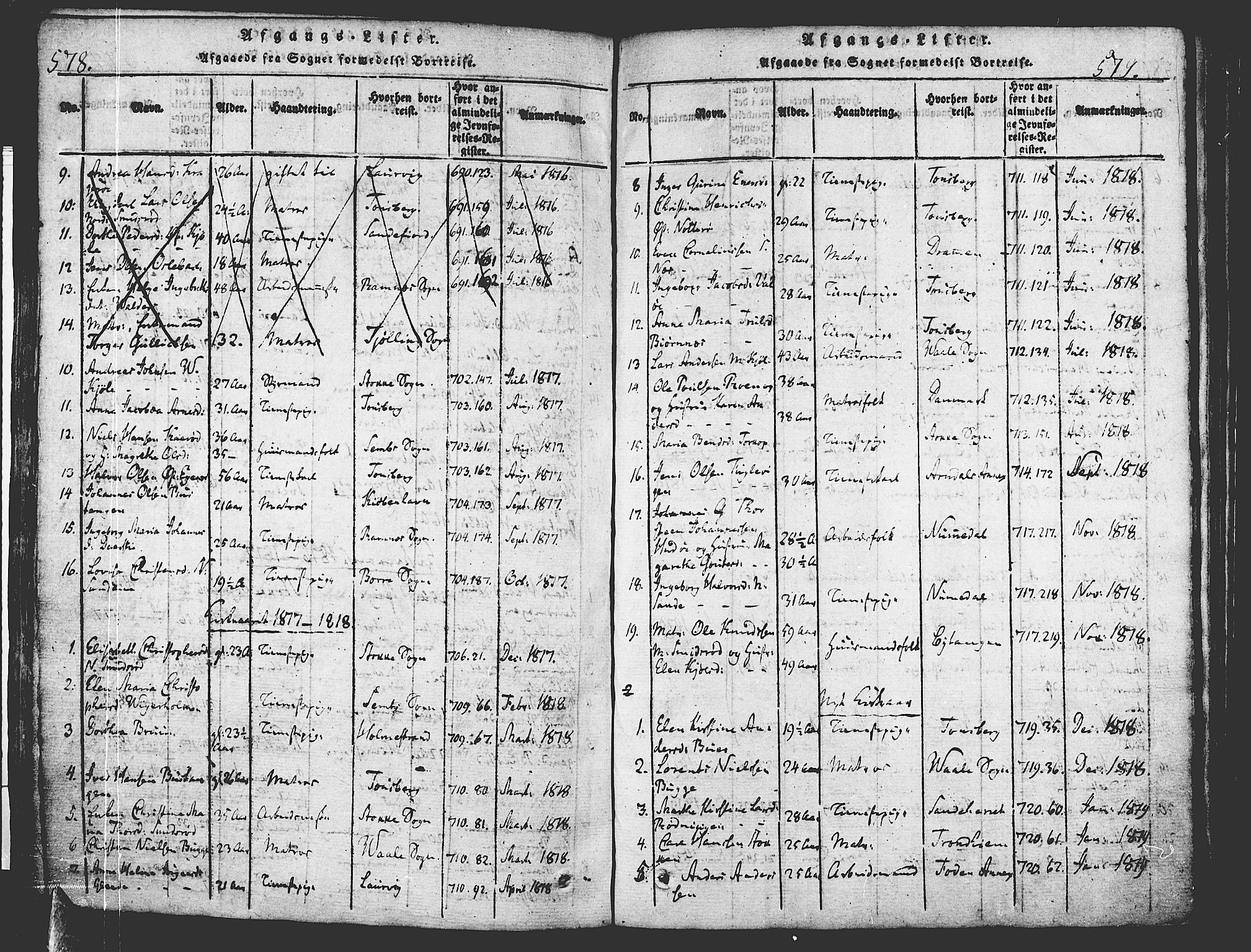 Nøtterøy kirkebøker, AV/SAKO-A-354/F/Fa/L0004: Parish register (official) no. I 4, 1814-1838, p. 578-579