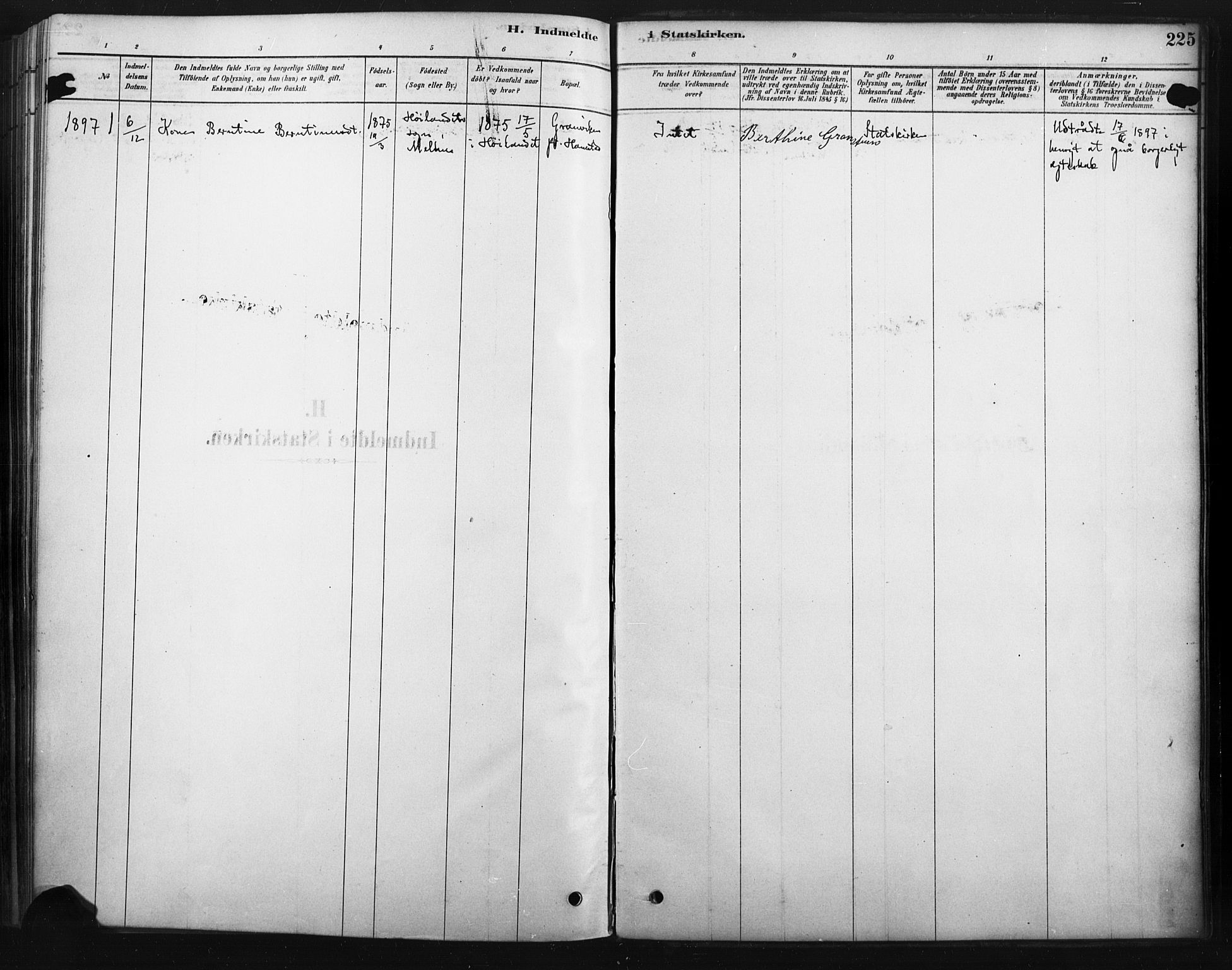 Rendalen prestekontor, SAH/PREST-054/H/Ha/Haa/L0010: Parish register (official) no. 10, 1878-1901, p. 225