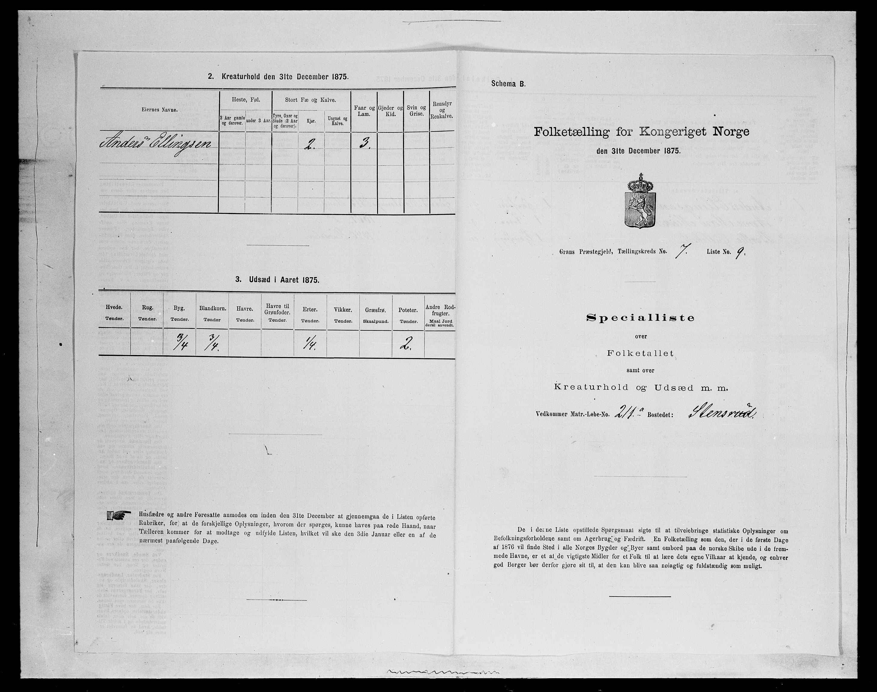SAH, 1875 census for 0534P Gran, 1875, p. 1184