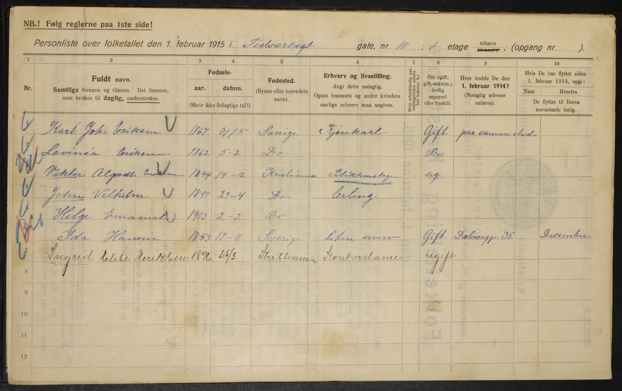 OBA, Municipal Census 1915 for Kristiania, 1915, p. 107771