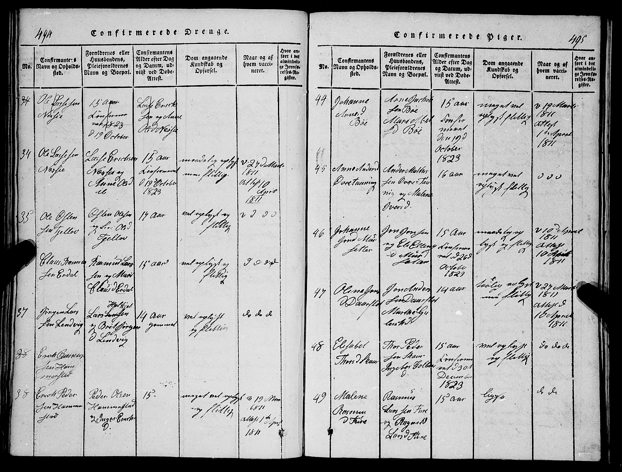 Stryn Sokneprestembete, SAB/A-82501: Parish register (copy) no. C 1, 1801-1845, p. 494-495