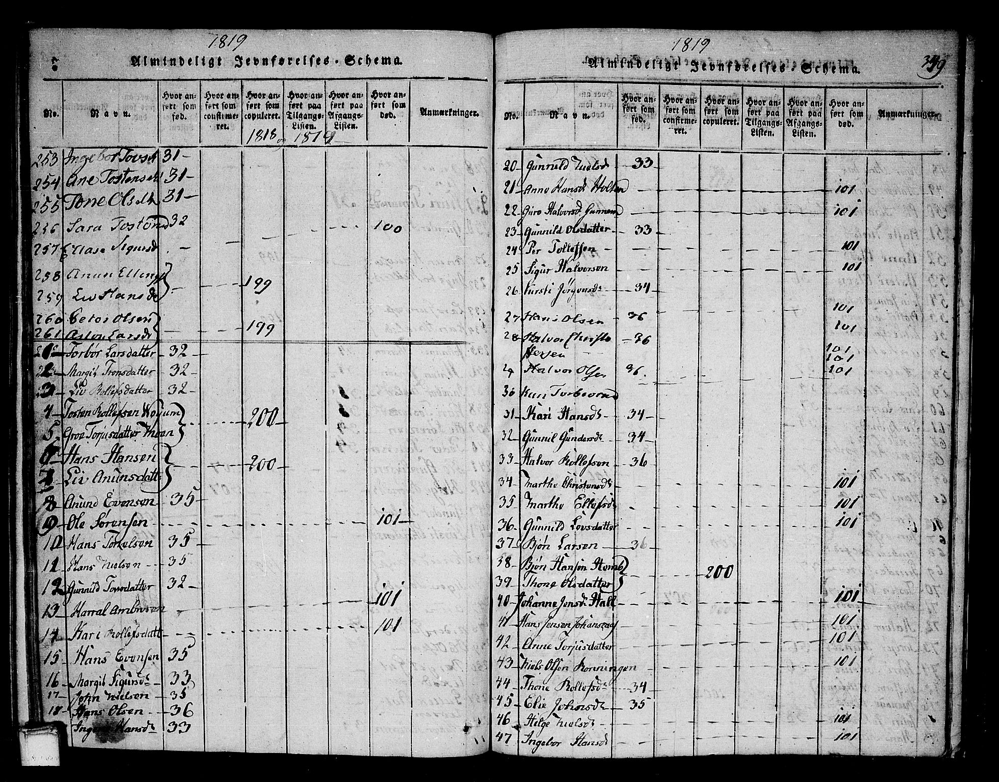 Sauherad kirkebøker, SAKO/A-298/F/Fa/L0005: Parish register (official) no. I 5, 1815-1829, p. 349