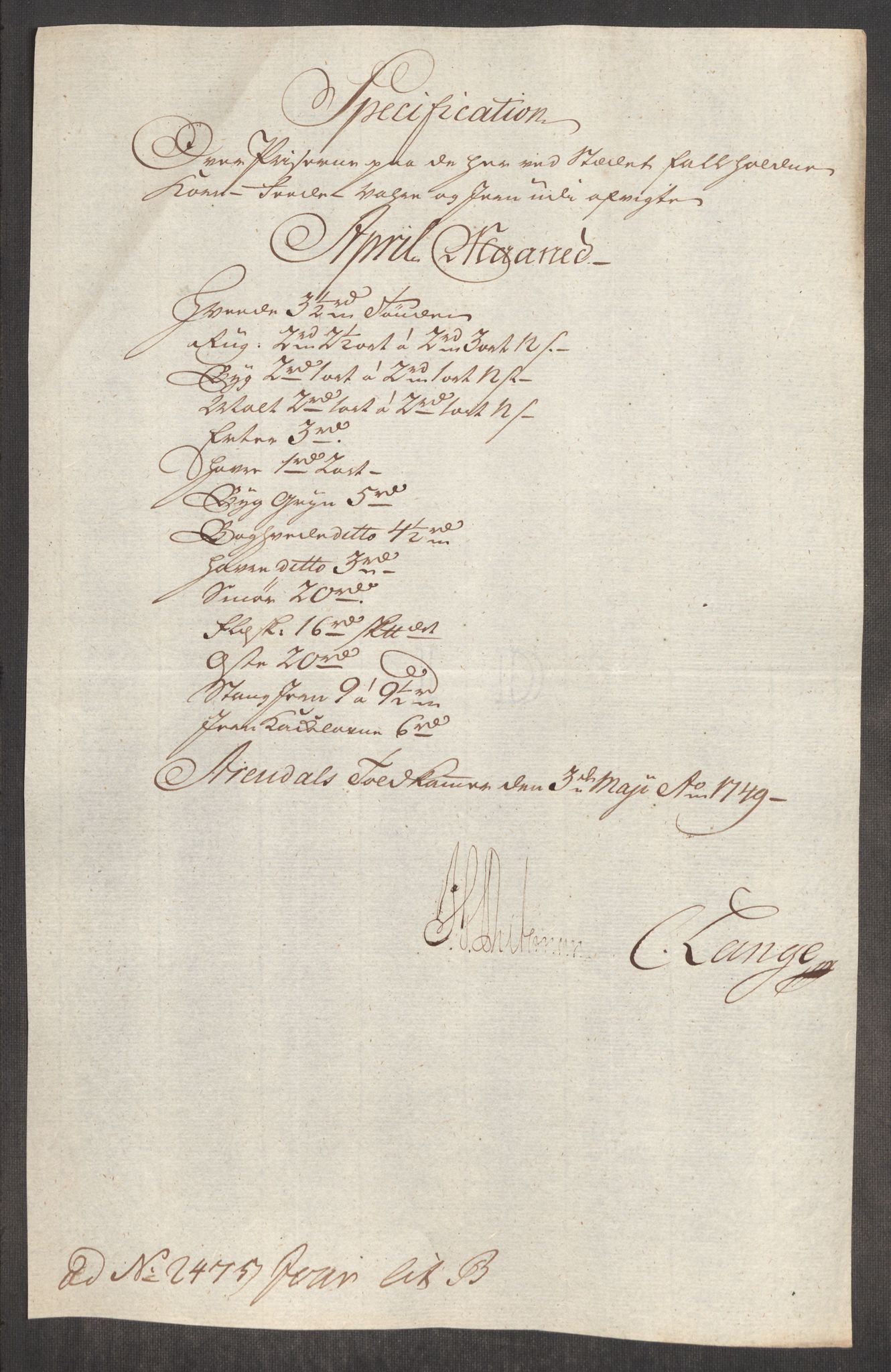 Rentekammeret inntil 1814, Realistisk ordnet avdeling, AV/RA-EA-4070/Oe/L0004: [Ø1]: Priskuranter, 1749-1752, p. 146