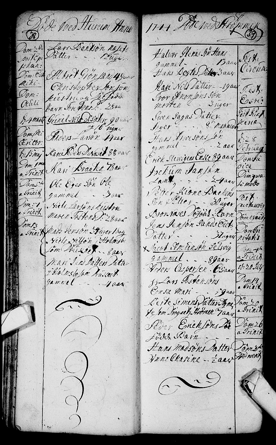 Hurum kirkebøker, SAKO/A-229/F/Fa/L0004: Parish register (official) no. 4, 1733-1757, p. 38-39