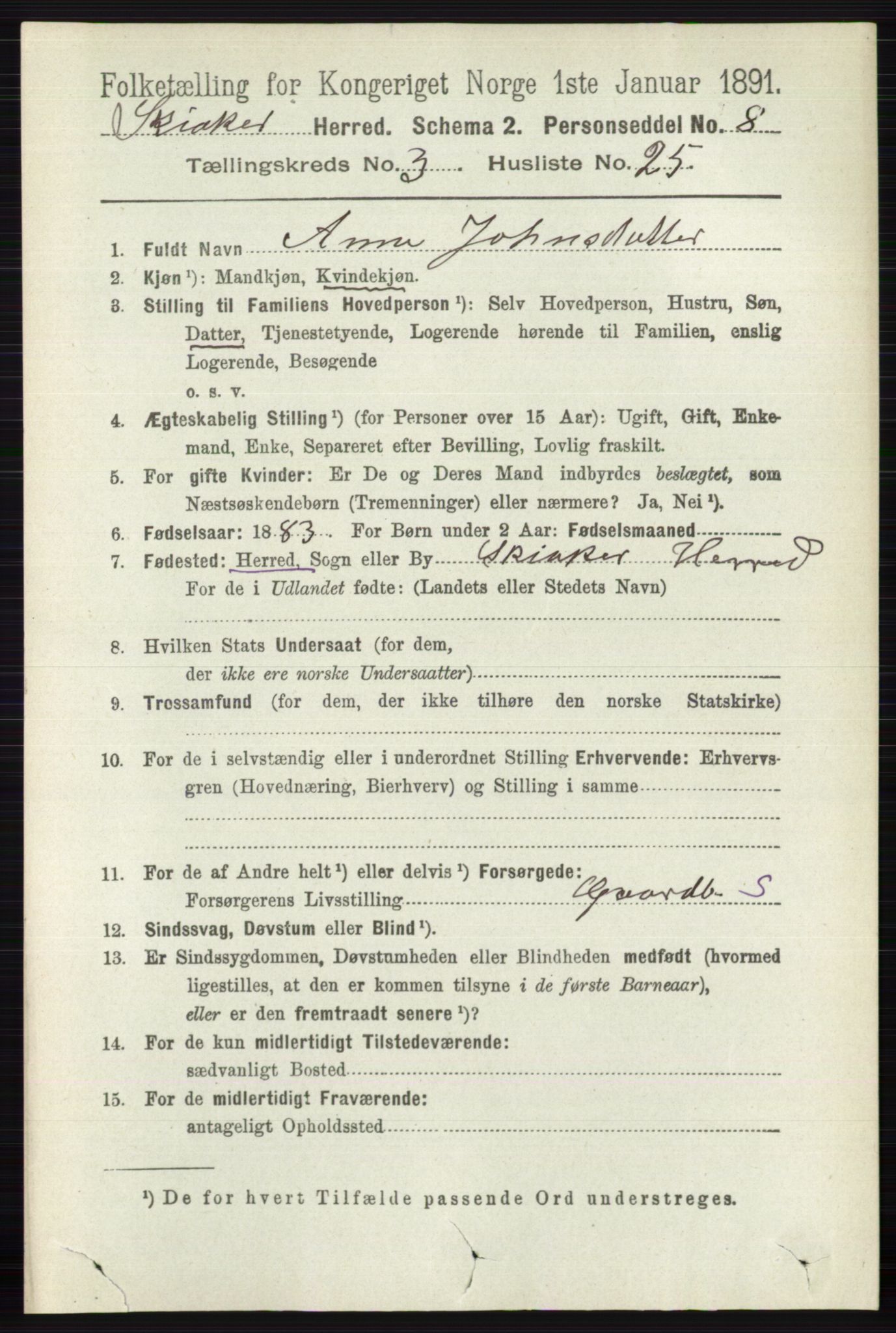 RA, 1891 census for 0513 Skjåk, 1891, p. 1092