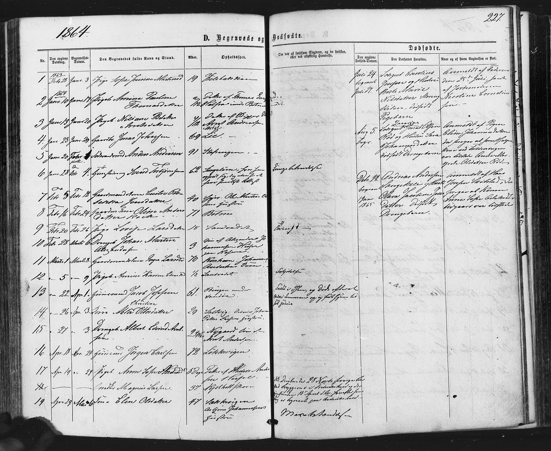 Hvaler prestekontor Kirkebøker, SAO/A-2001/F/Fa/L0007: Parish register (official) no. I 7, 1864-1878, p. 227
