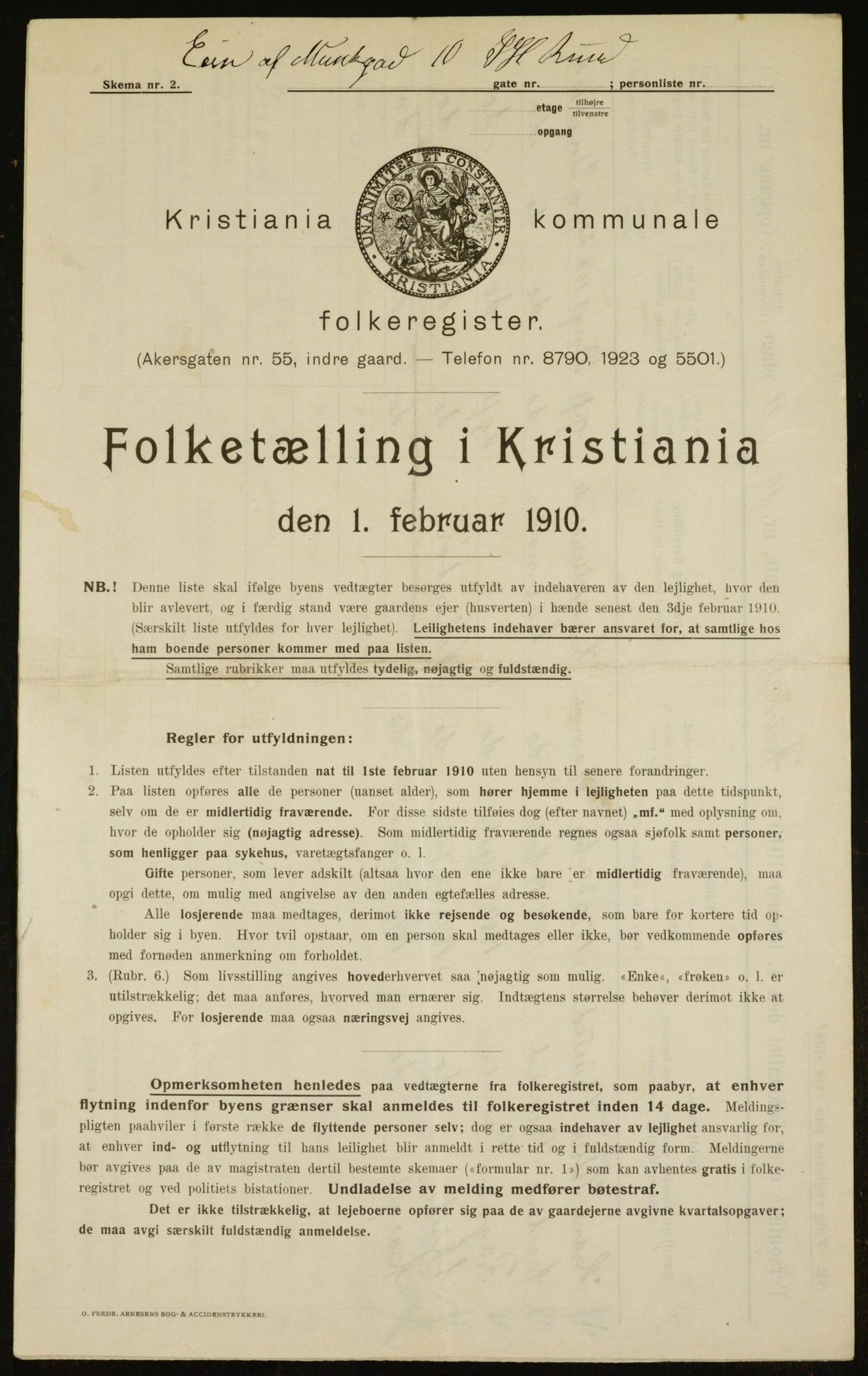 OBA, Municipal Census 1910 for Kristiania, 1910, p. 64497