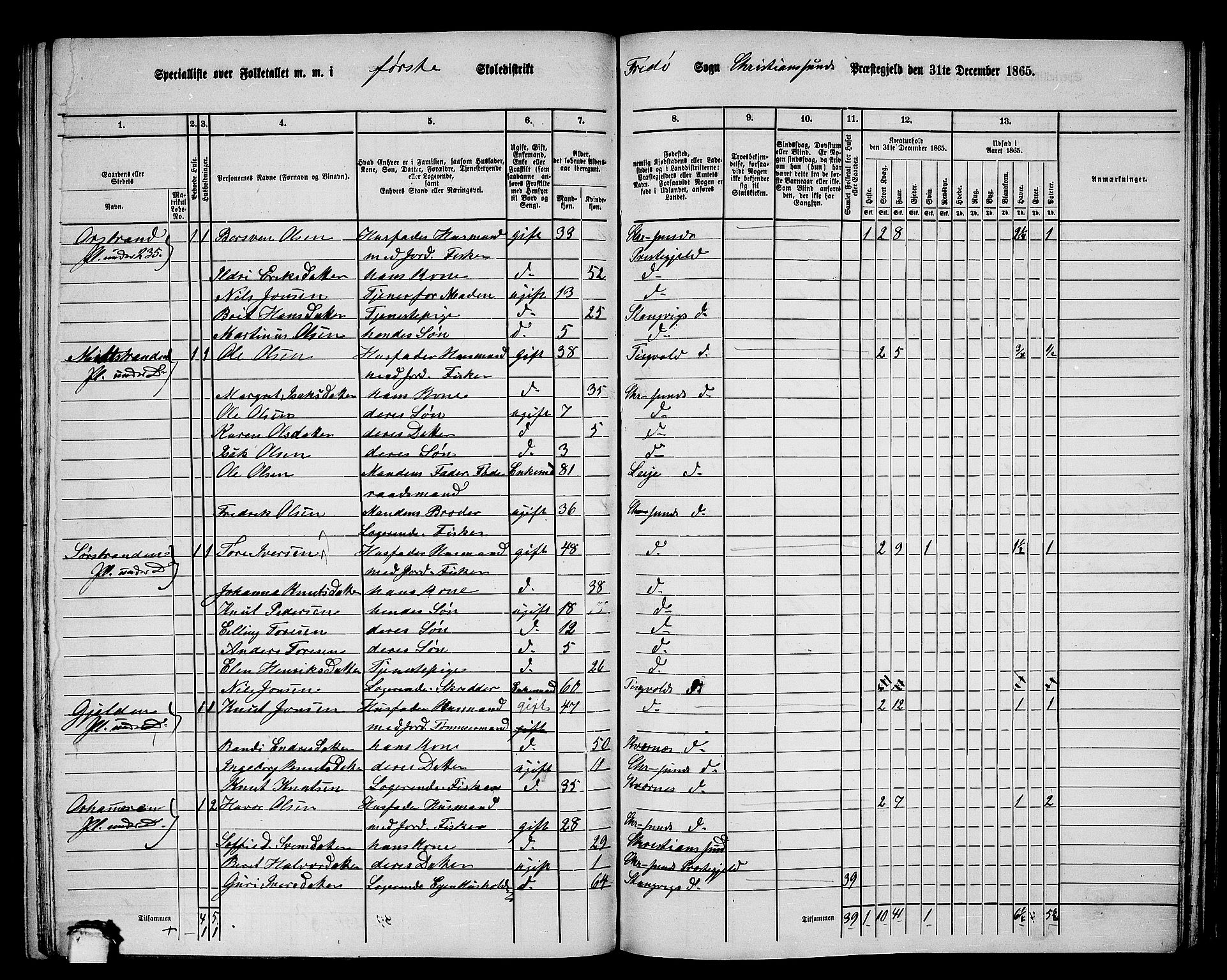 RA, 1865 census for Kristiansund/Frei og Grip, 1865, p. 23