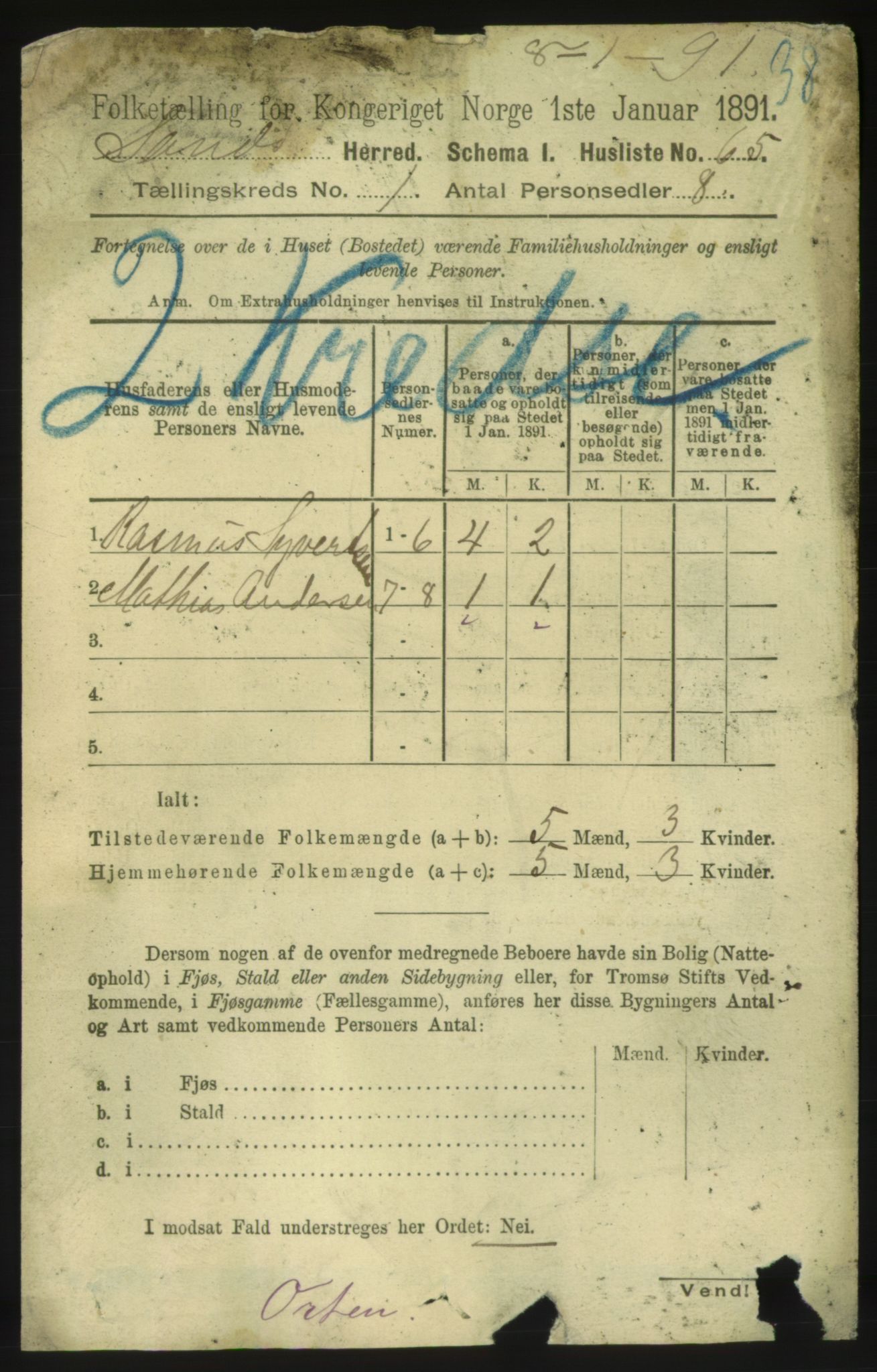 RA, 1891 census for 1546 Sandøy, 1891, p. 77