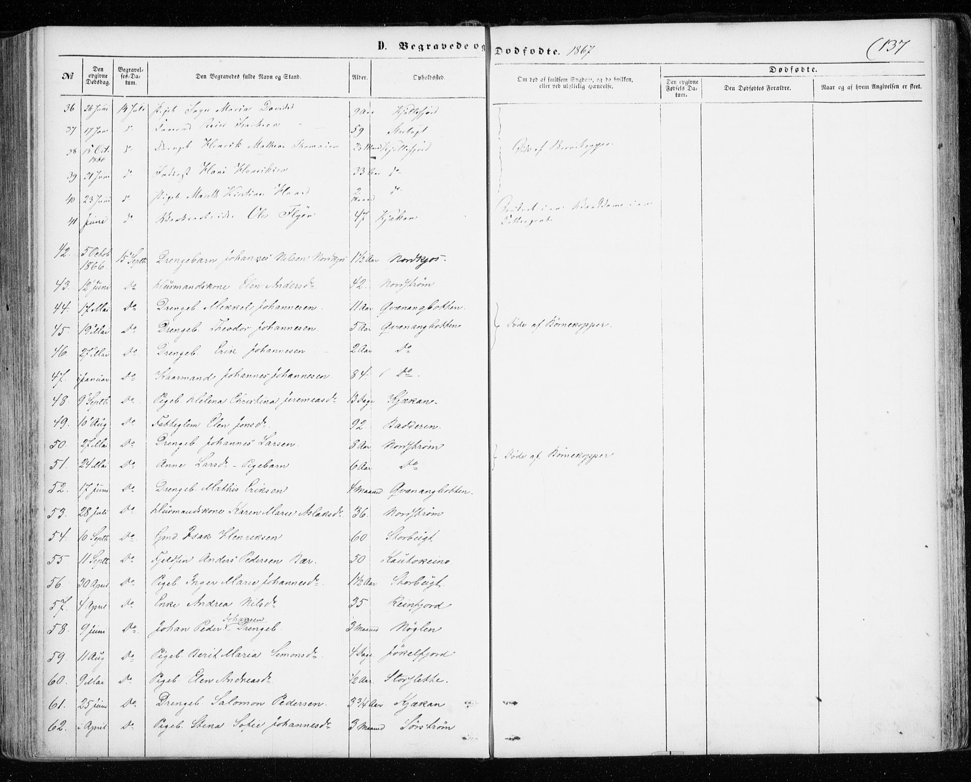 Skjervøy sokneprestkontor, SATØ/S-1300/H/Ha/Haa/L0011kirke: Parish register (official) no. 11, 1861-1877, p. 137