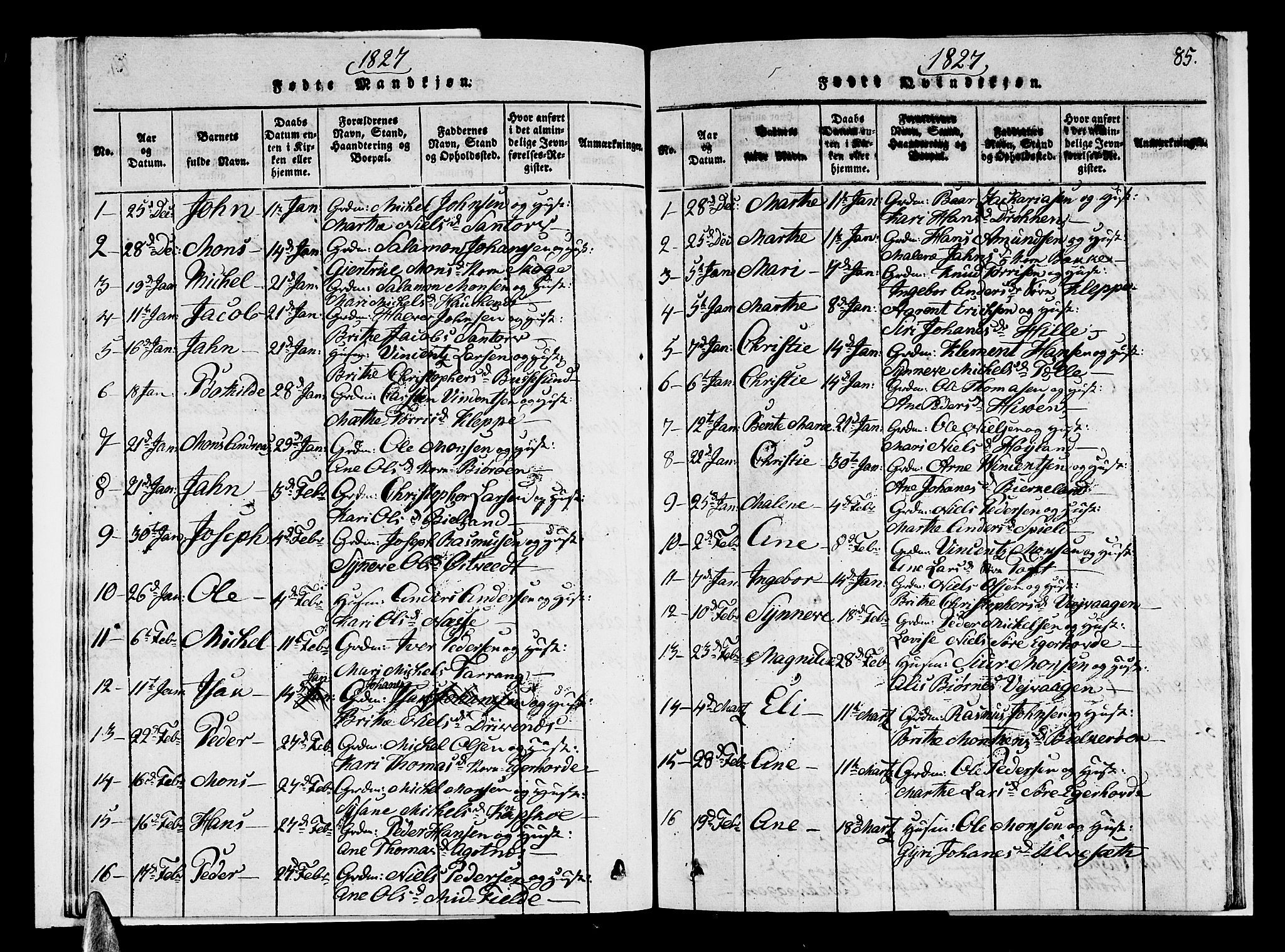 Sund sokneprestembete, SAB/A-99930: Parish register (copy) no. A 1, 1816-1827, p. 85