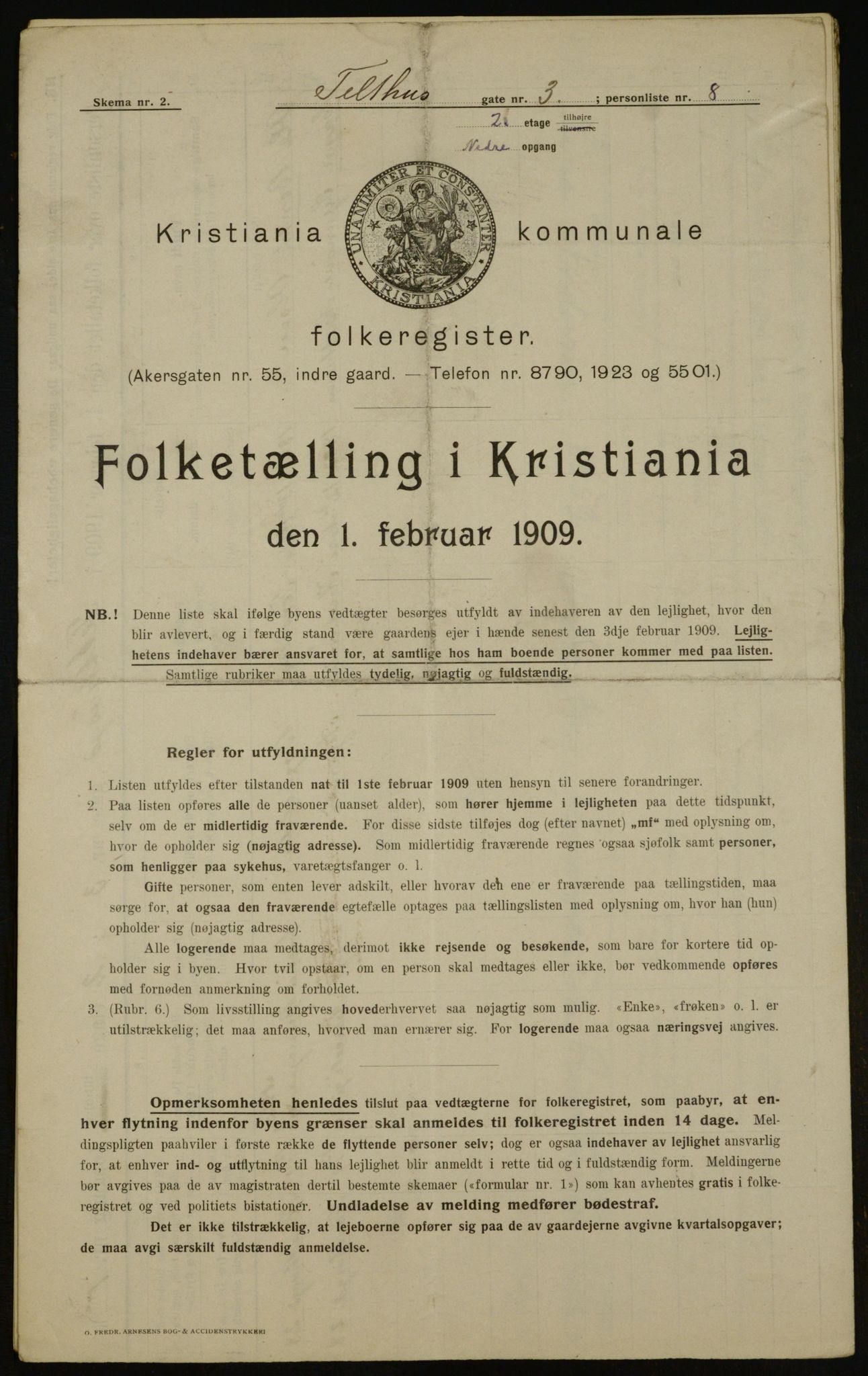 OBA, Municipal Census 1909 for Kristiania, 1909, p. 97499