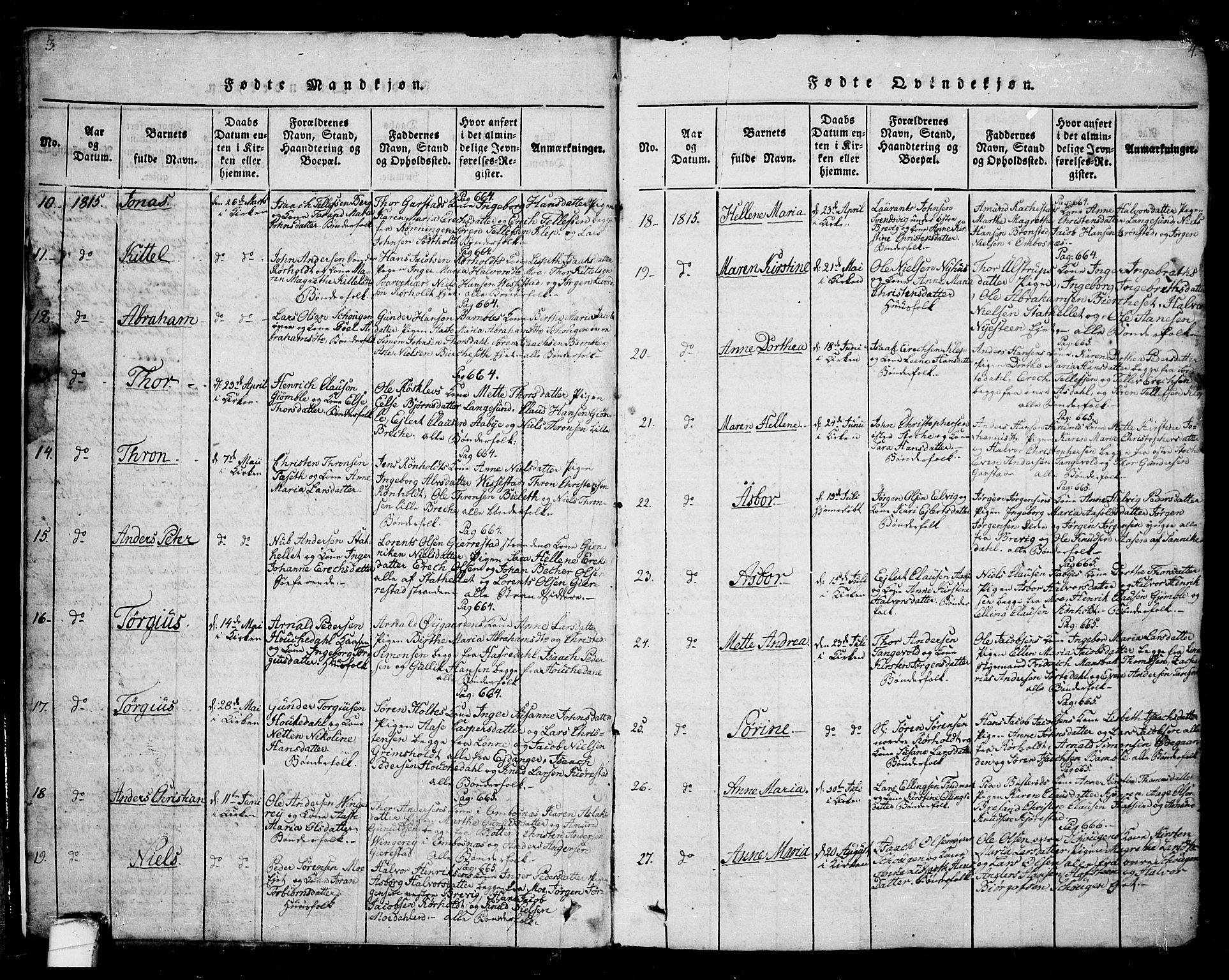 Bamble kirkebøker, AV/SAKO-A-253/G/Ga/L0005: Parish register (copy) no. I 5, 1814-1855, p. 3-4