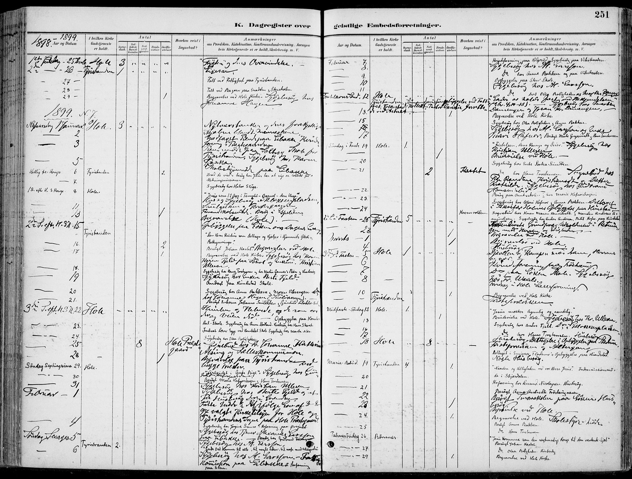 Hole kirkebøker, AV/SAKO-A-228/F/Fa/L0009: Parish register (official) no. I 9, 1892-1907, p. 251