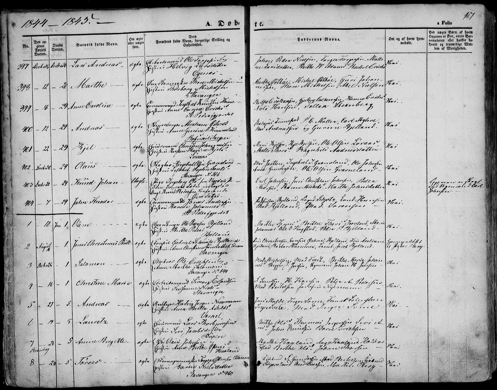 Domkirken sokneprestkontor, SAST/A-101812/001/30/30BA/L0016: Parish register (official) no. A 15, 1844-1854, p. 17