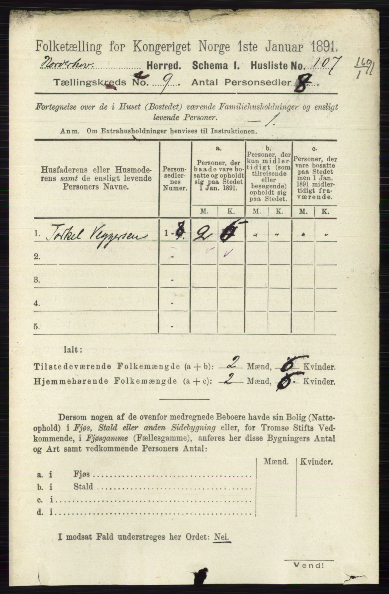 RA, 1891 census for 0613 Norderhov, 1891, p. 6592