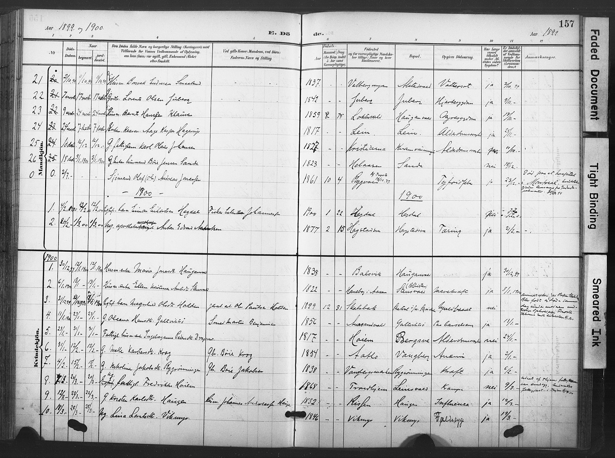 Ministerialprotokoller, klokkerbøker og fødselsregistre - Nord-Trøndelag, SAT/A-1458/713/L0122: Parish register (official) no. 713A11, 1899-1910, p. 157