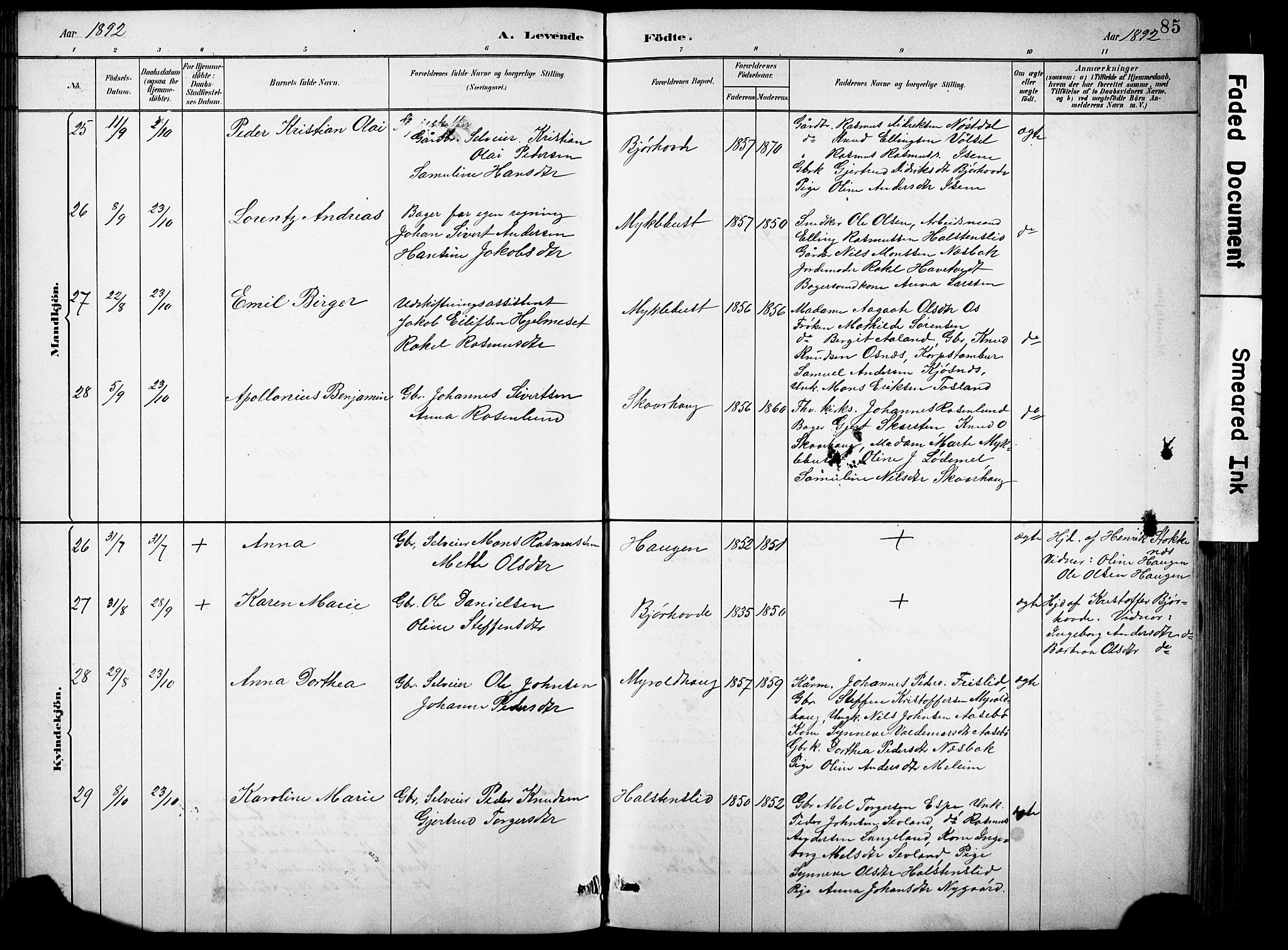 Eid sokneprestembete, AV/SAB-A-82301/H/Hab/Habb/L0002: Parish register (copy) no. B 2, 1882-1907, p. 85