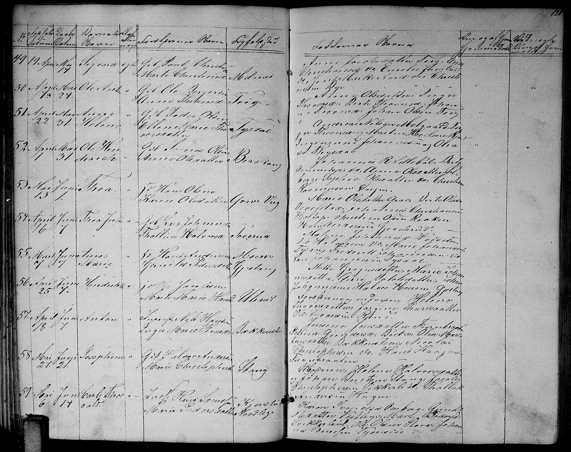 Enebakk prestekontor Kirkebøker, SAO/A-10171c/G/Ga/L0004: Parish register (copy) no. I 4, 1850-1866, p. 124