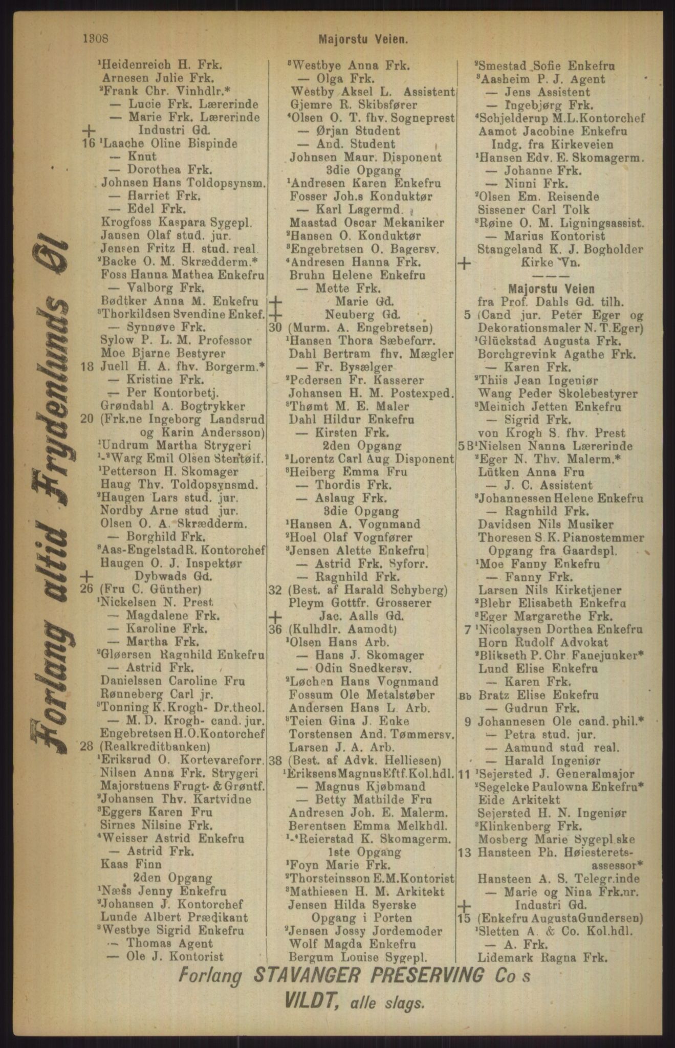 Kristiania/Oslo adressebok, PUBL/-, 1911, p. 1308