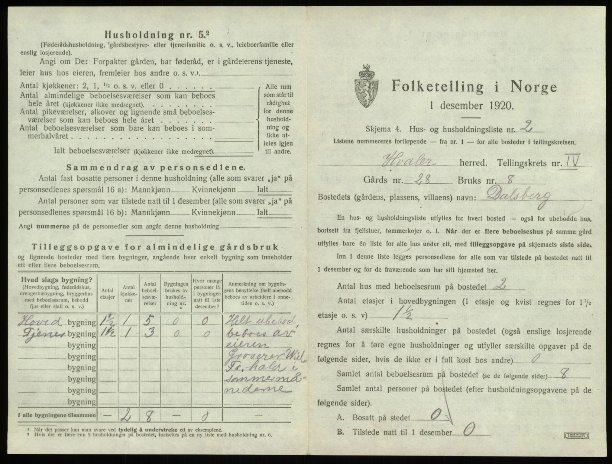 SAO, 1920 census for Hvaler, 1920, p. 747