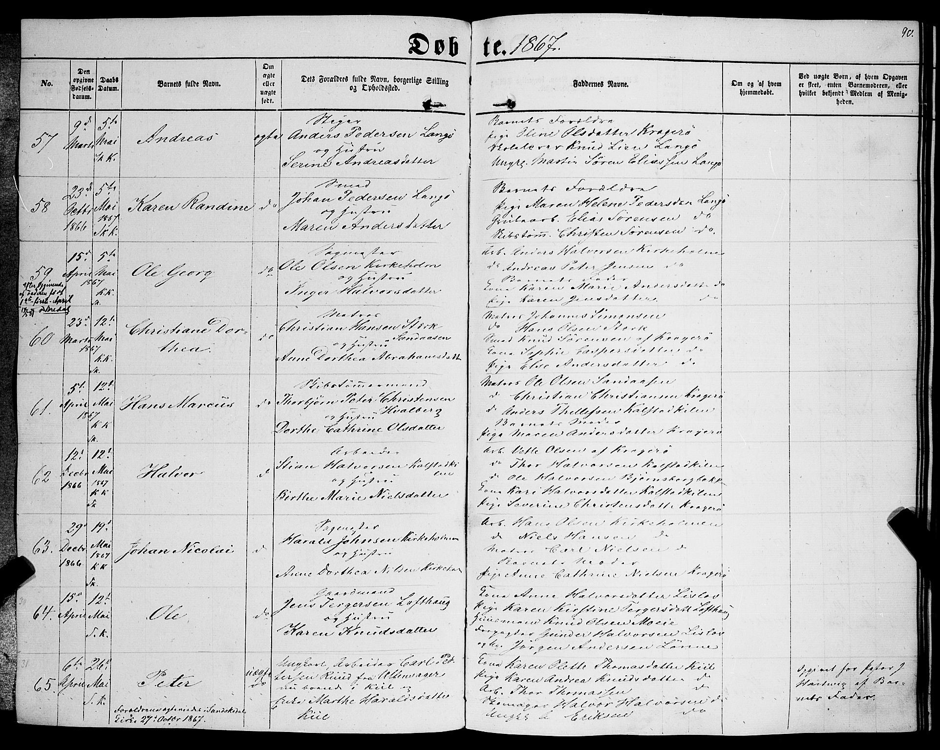 Sannidal kirkebøker, AV/SAKO-A-296/F/Fa/L0011: Parish register (official) no. 11, 1863-1873, p. 90