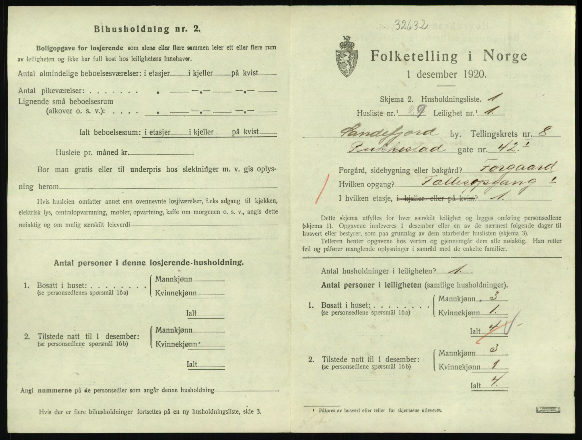 SAKO, 1920 census for Sandefjord, 1920, p. 3326