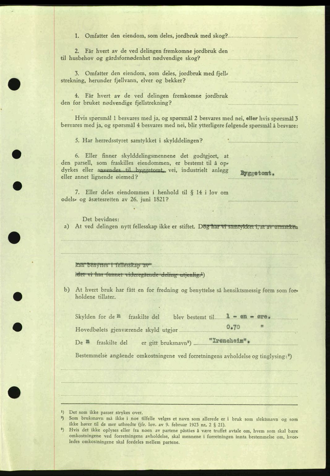 Midhordland sorenskriveri, SAB/A-3001/1/G/Gb/Gbk/L0007: Mortgage book no. A30-35, 1943-1944, Diary no: : 3009/1943