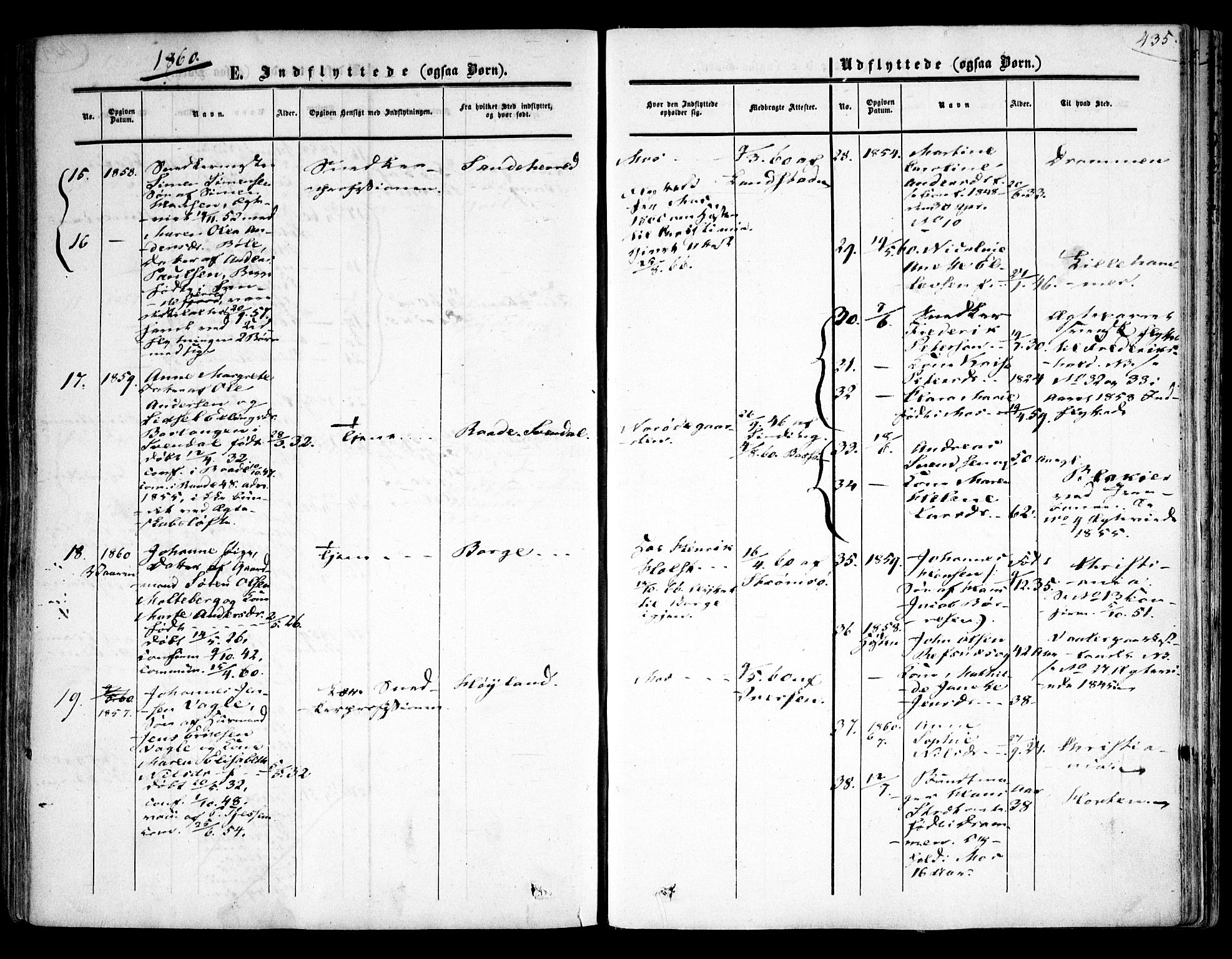 Moss prestekontor Kirkebøker, AV/SAO-A-2003/F/Fa/L0008: Parish register (official) no. I 8, 1852-1869, p. 435