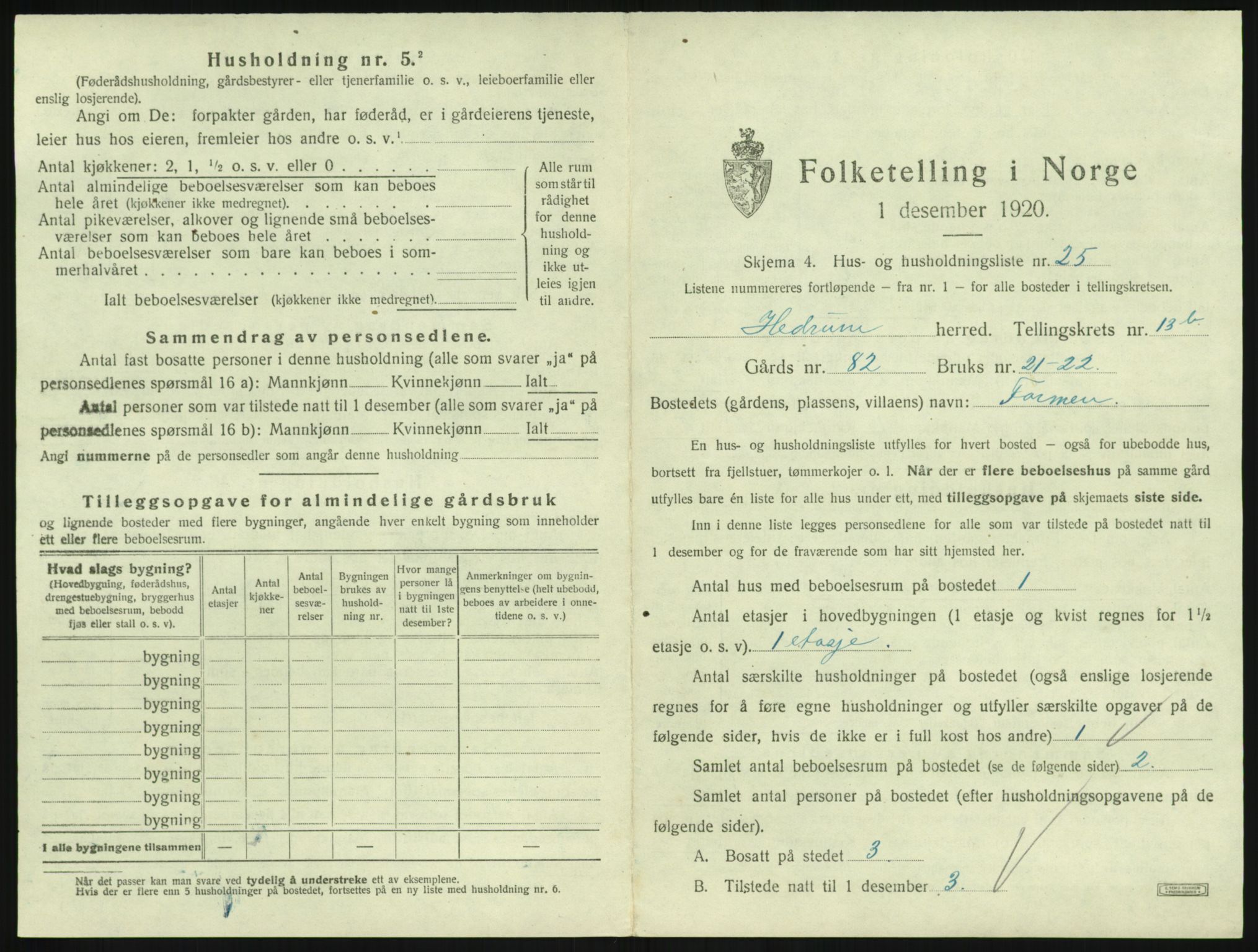 SAKO, 1920 census for Hedrum, 1920, p. 1251