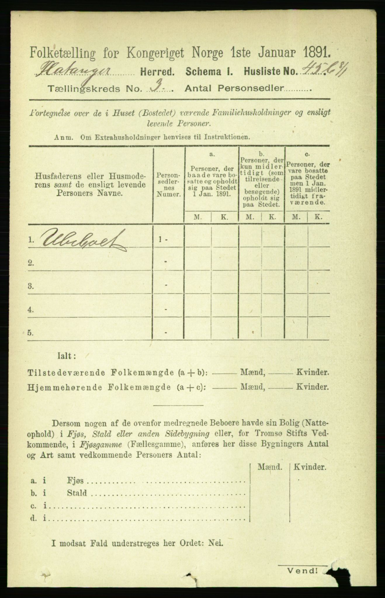 RA, 1891 census for 1749 Flatanger, 1891, p. 1321