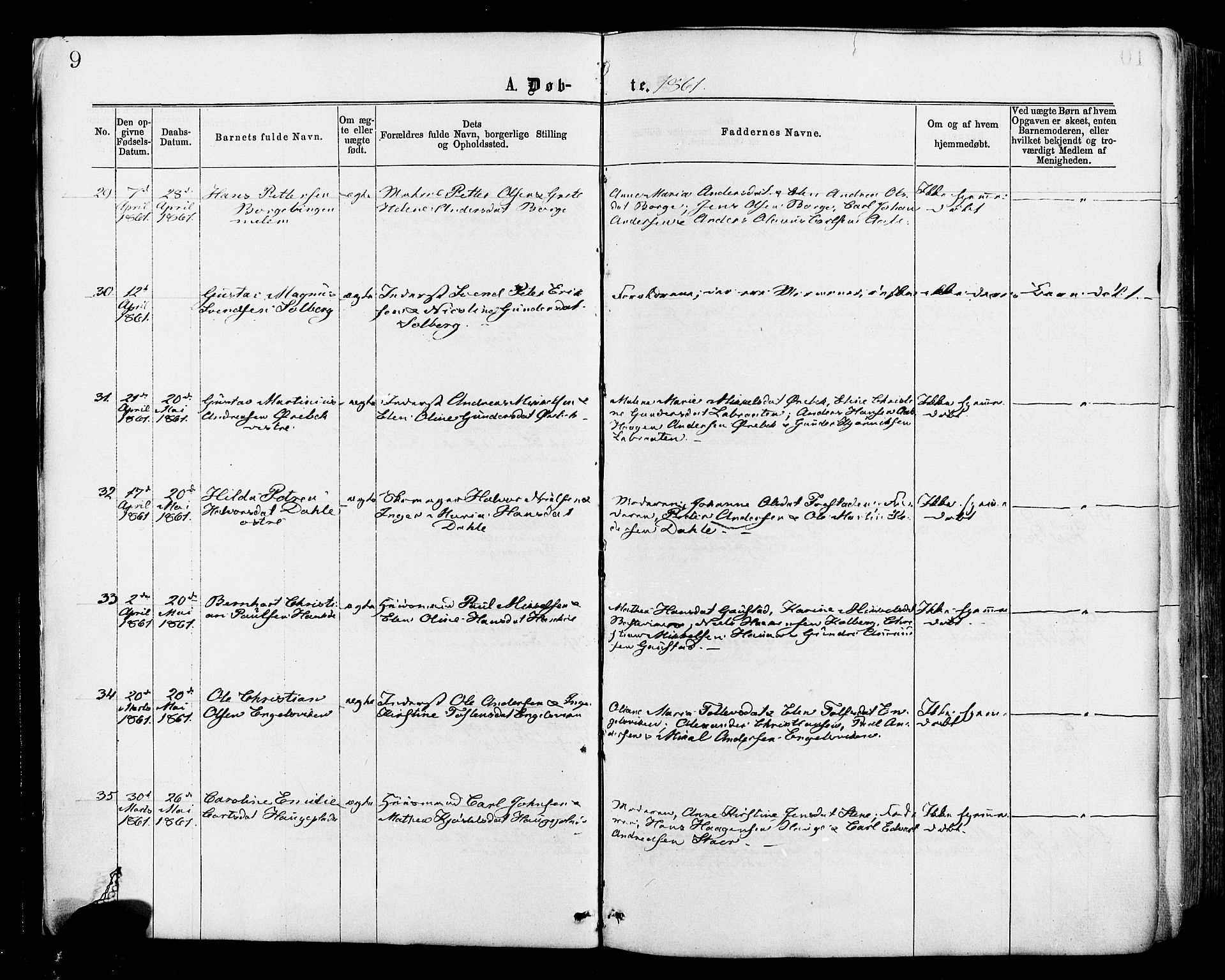 Onsøy prestekontor Kirkebøker, AV/SAO-A-10914/F/Fa/L0004: Parish register (official) no. I 4, 1861-1877, p. 9