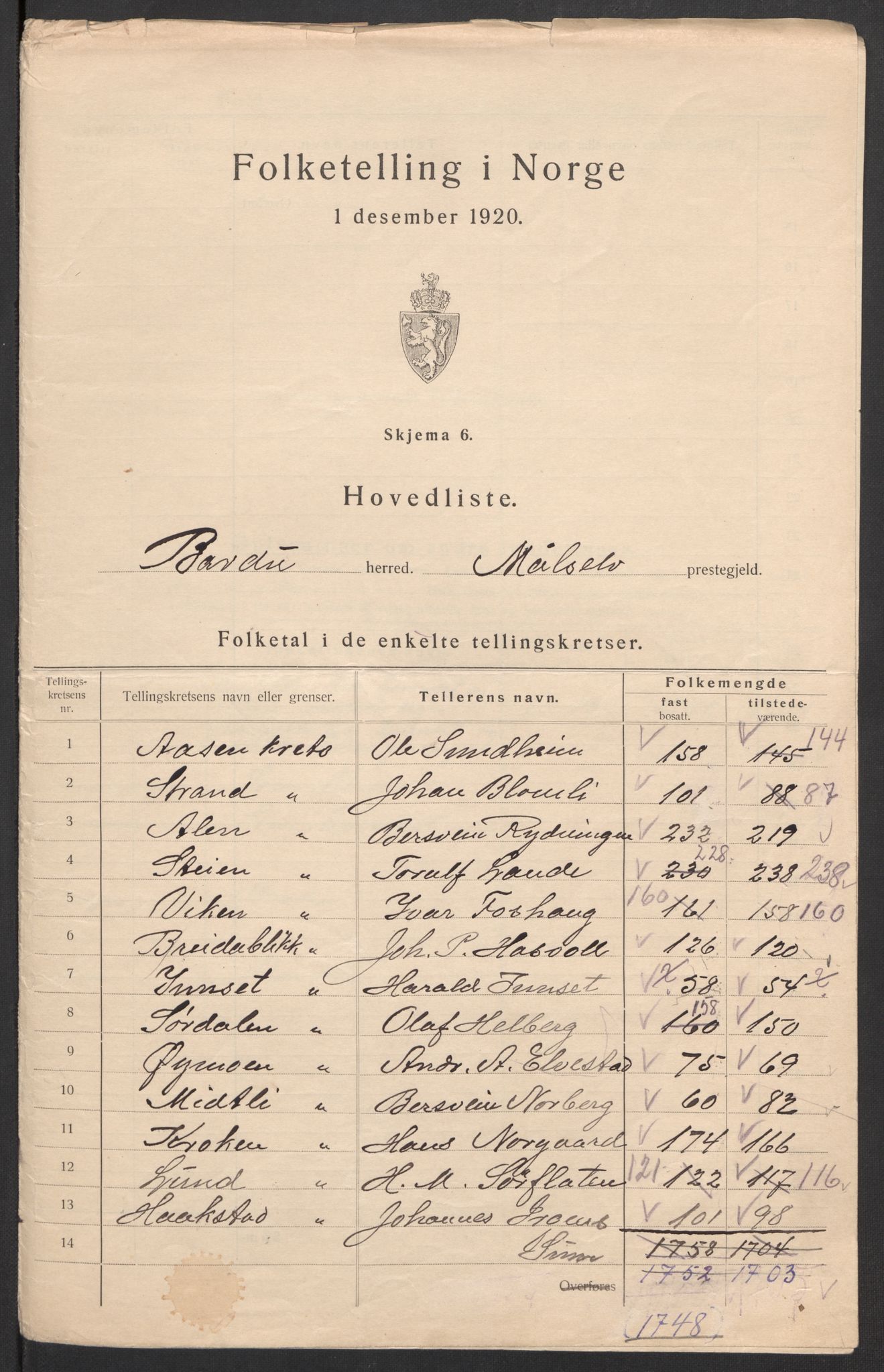 SATØ, 1920 census for Bardu, 1920, p. 11